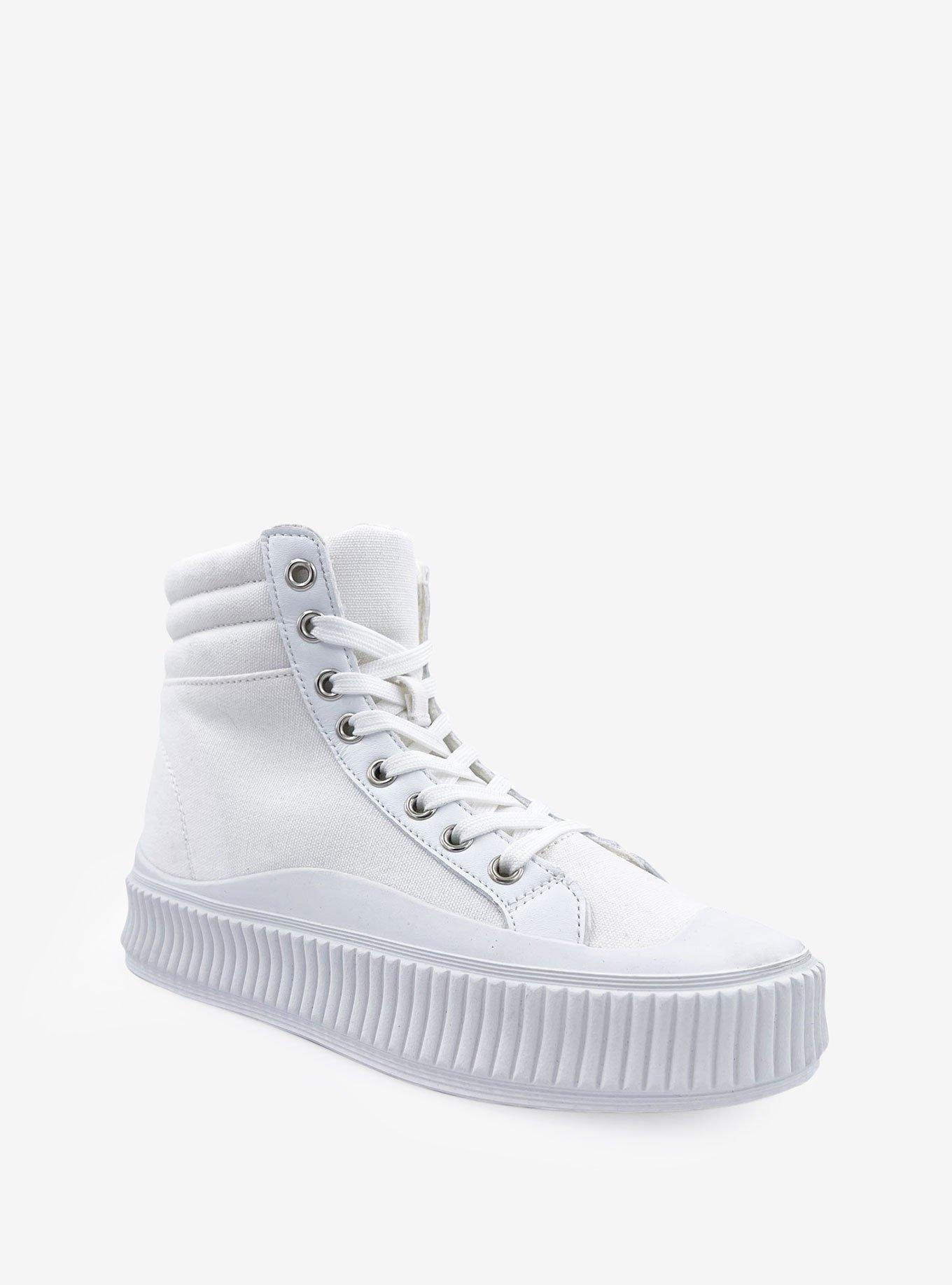 Gigi High Top Sneaker with Toe Cap on A Platform White, , hi-res