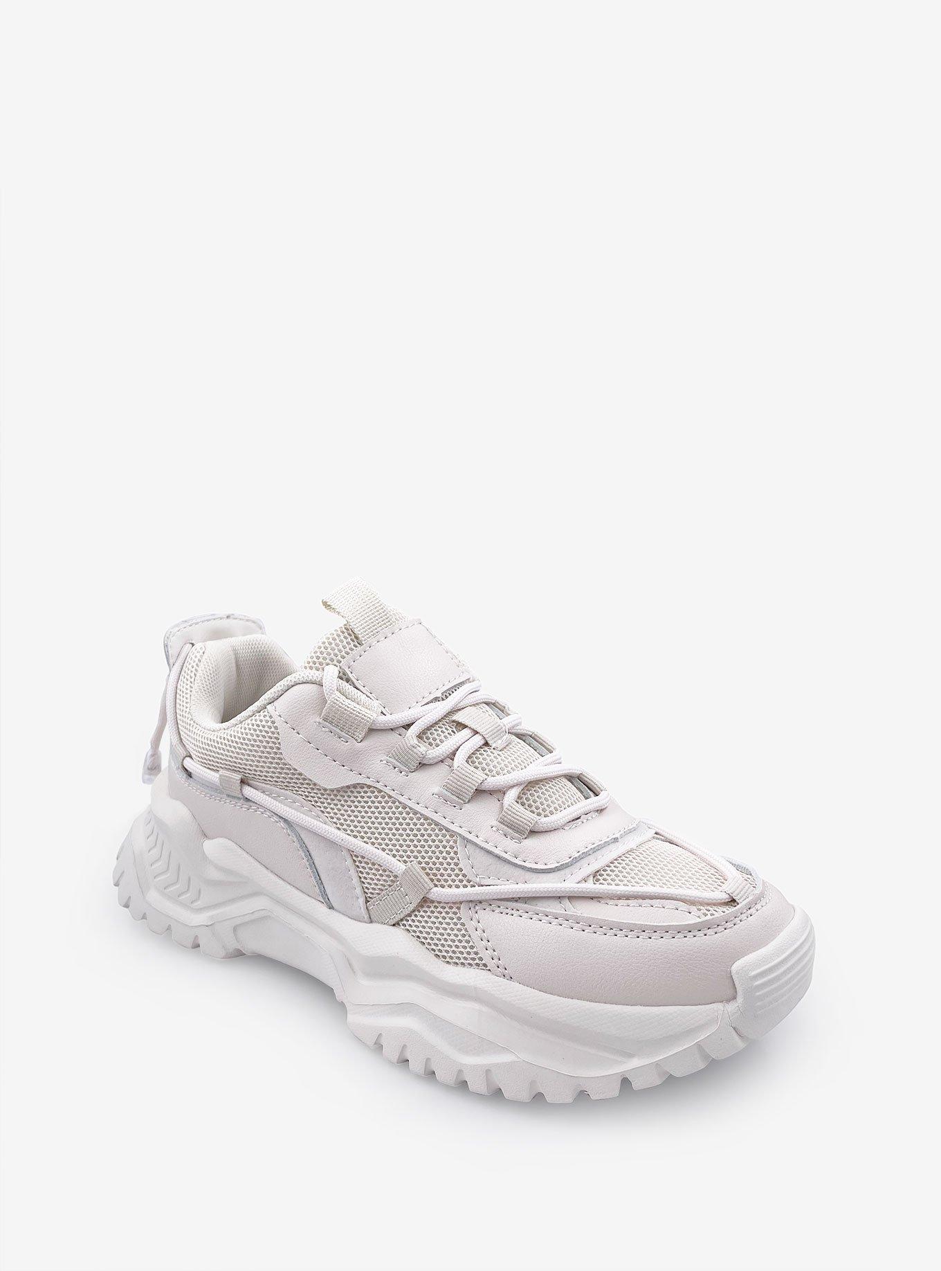 Kaylee Big Bottom Sneaker with Wrap Around Lacing Beige, , hi-res