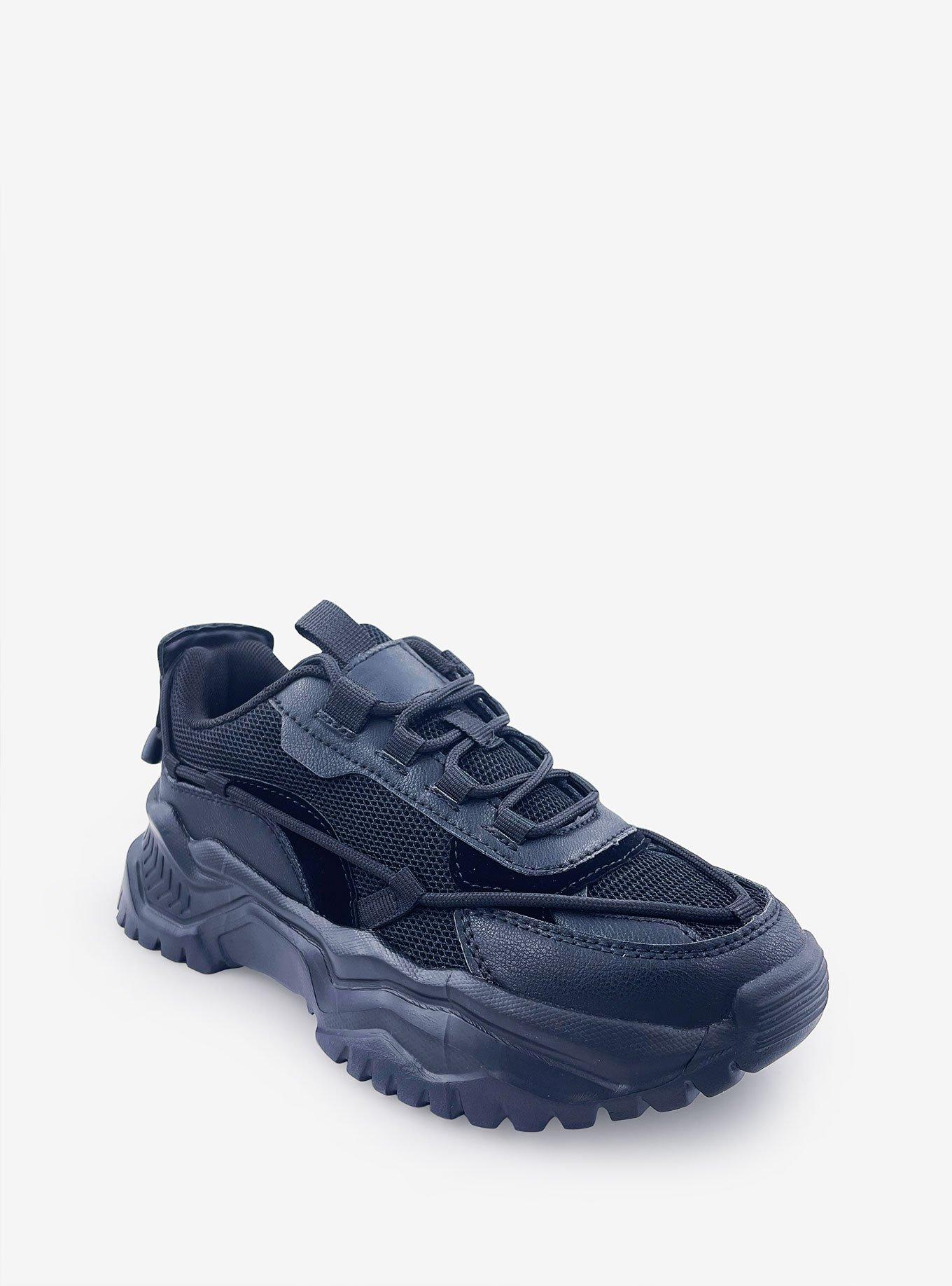 Kaylee Big Bottom Sneaker with Wrap Around Lacing Black, BLACK, hi-res