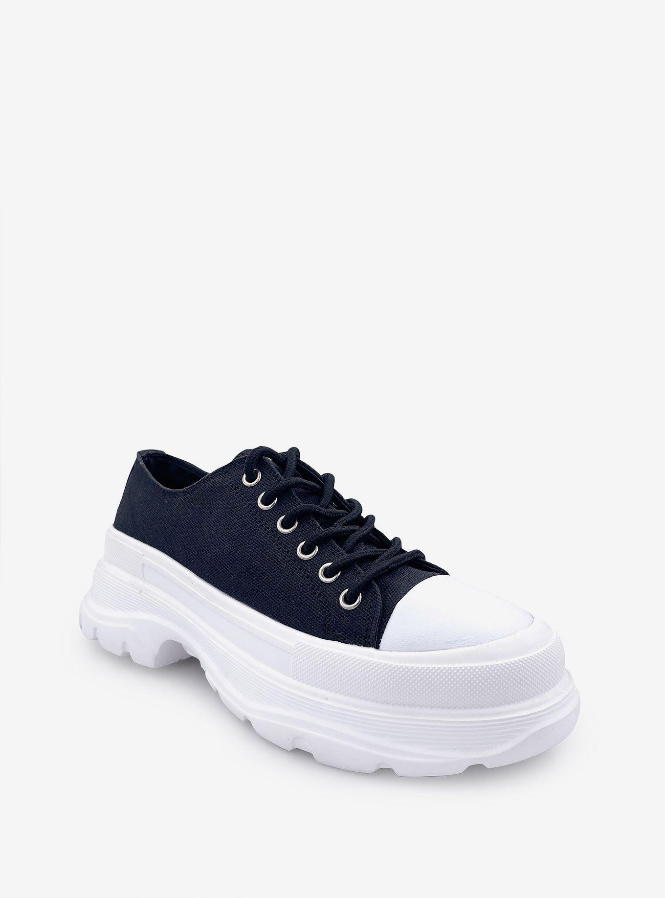 Belle Canvas Platform Sneaker with Toe Cap Black, , hi-res