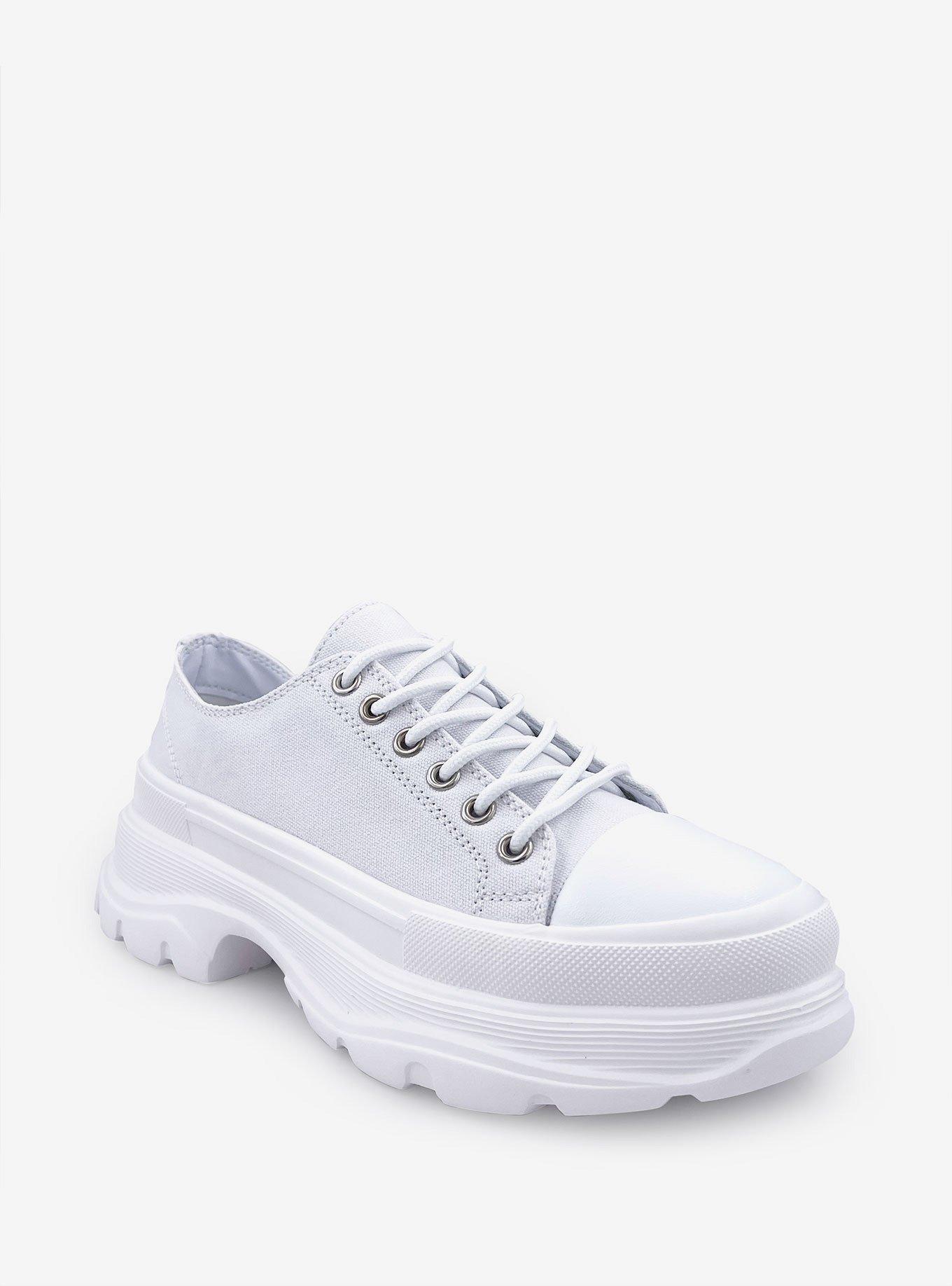 Belle Canvas Platform Sneaker with Toe Cap White, BRIGHT WHITE, hi-res