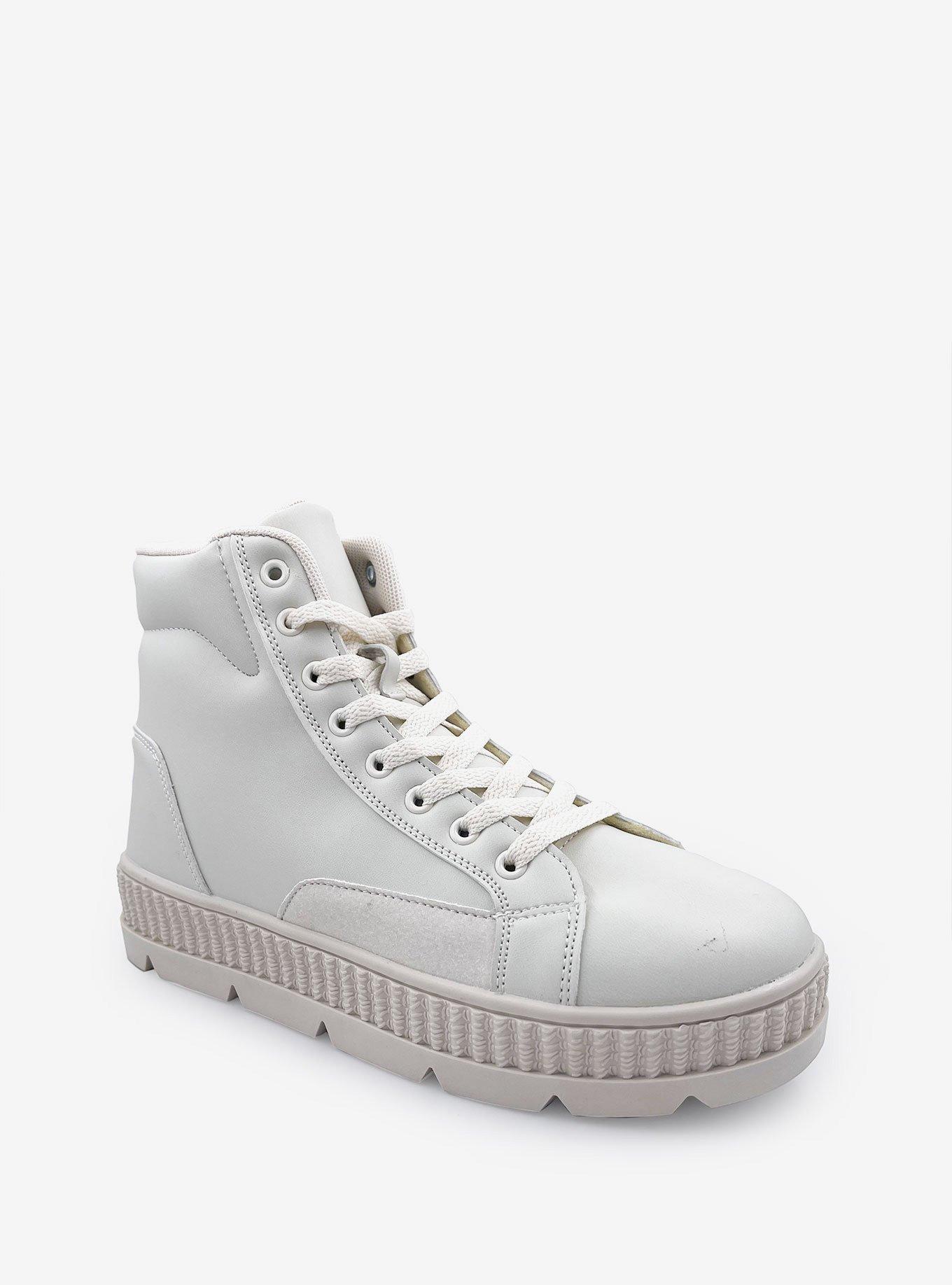 Demi Mid Top Lace Up Platform Sneakers Beige, , hi-res