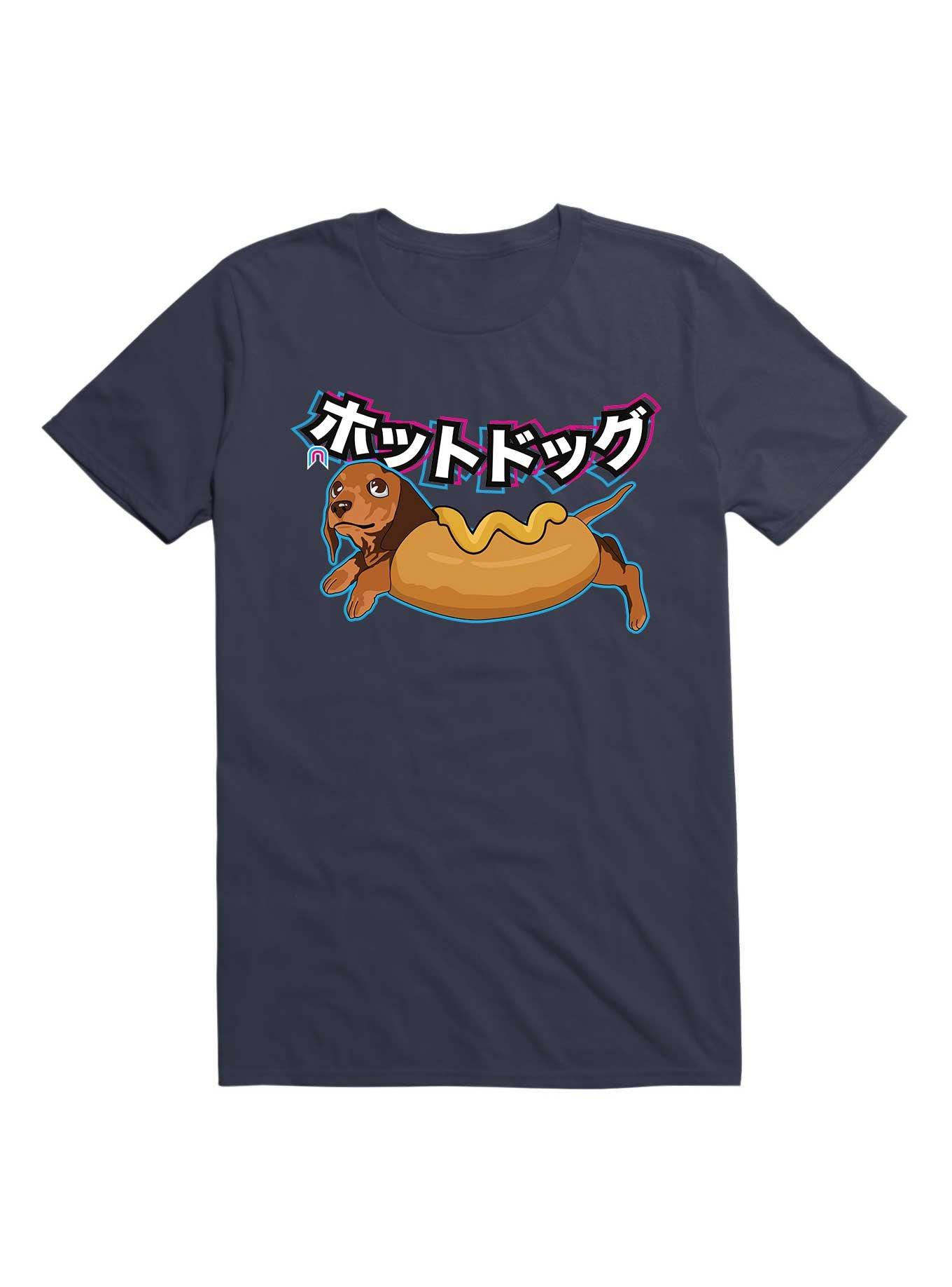Kawaii Dachshund Hot Dog Costume T-Shirt, NAVY, hi-res