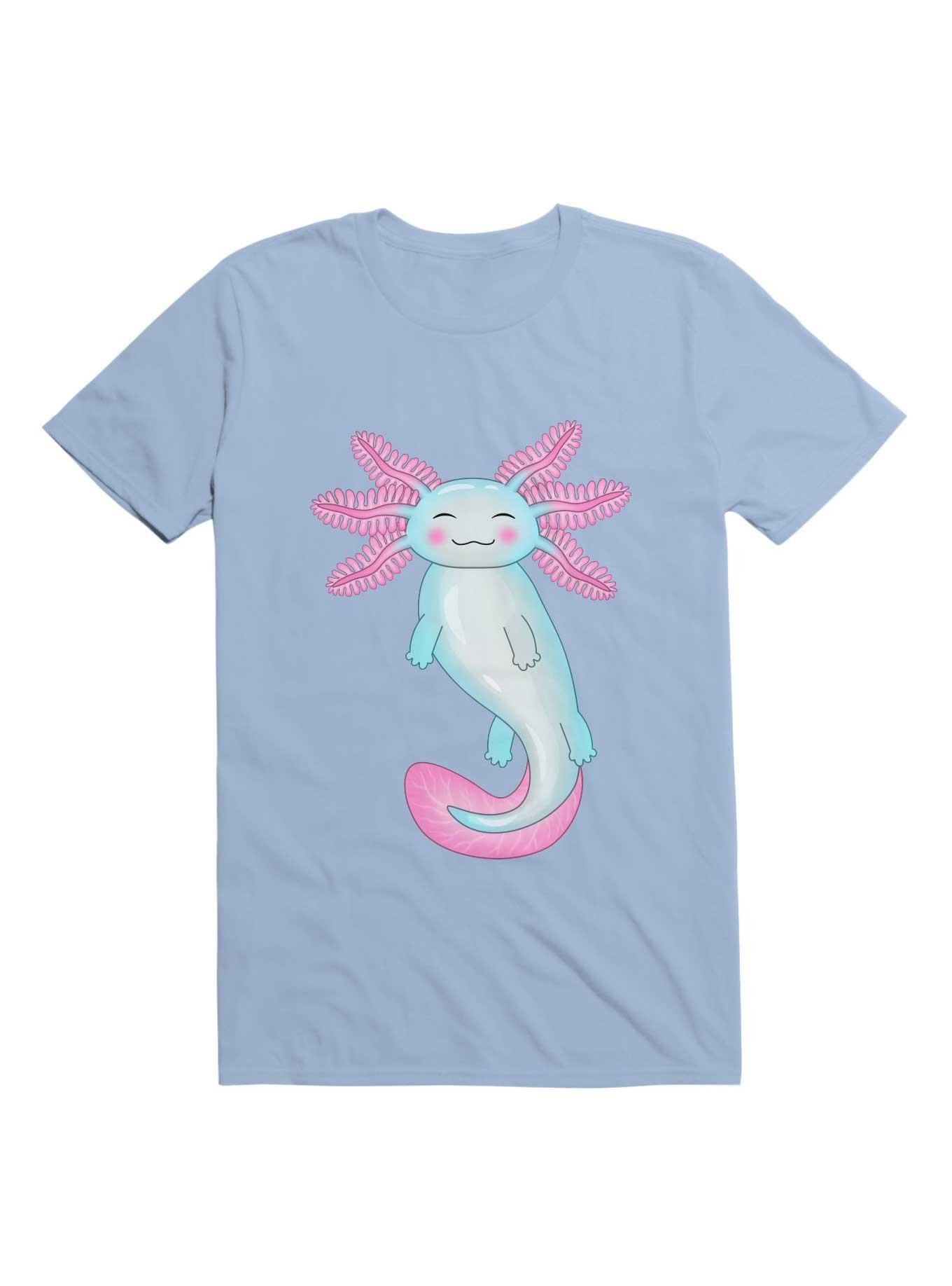 Kawaii Cyan Axolotl T-Shirt, LIGHT BLUE, hi-res