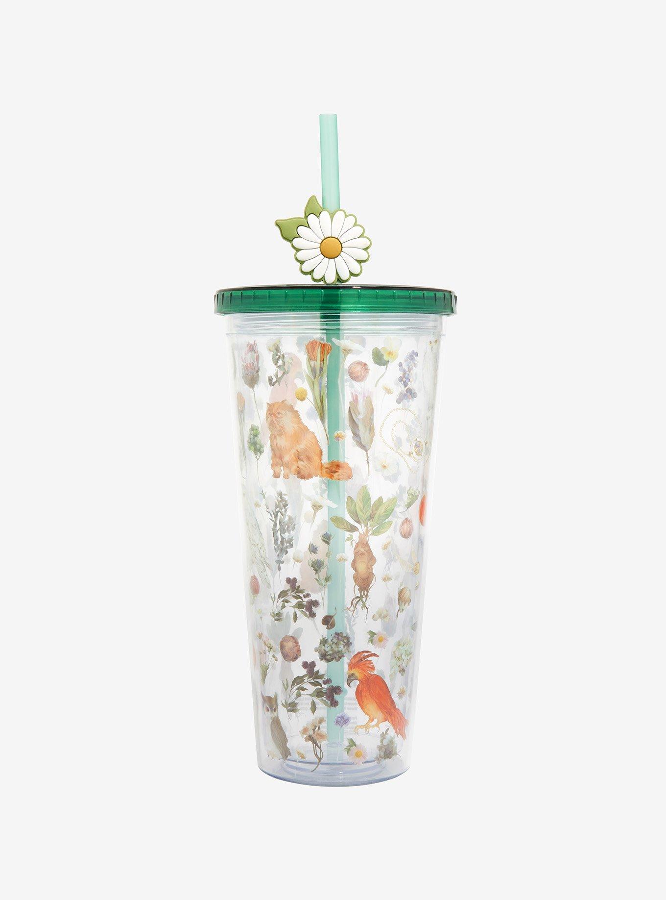 GSPY Daisy Aesthetic Cups, Iced Coffee Cup, Cute Glass Cup with Lid & White