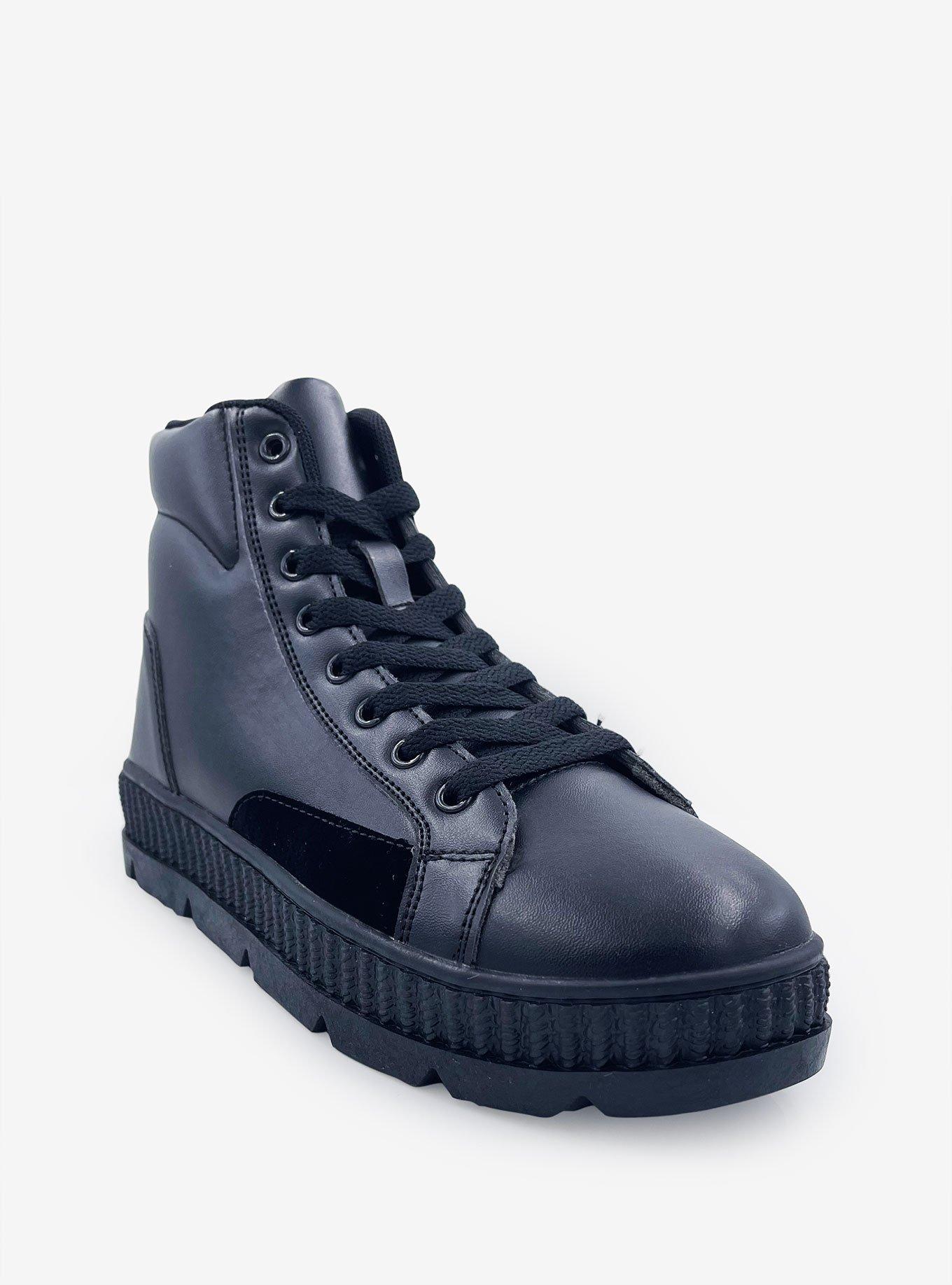 Demi Mid Top Lace Up Platform Sneakers Black, , hi-res