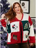 Her Universe Disney Holiday Mickey Mouse Patchwork Cardigan Plus Size, MULTI, hi-res