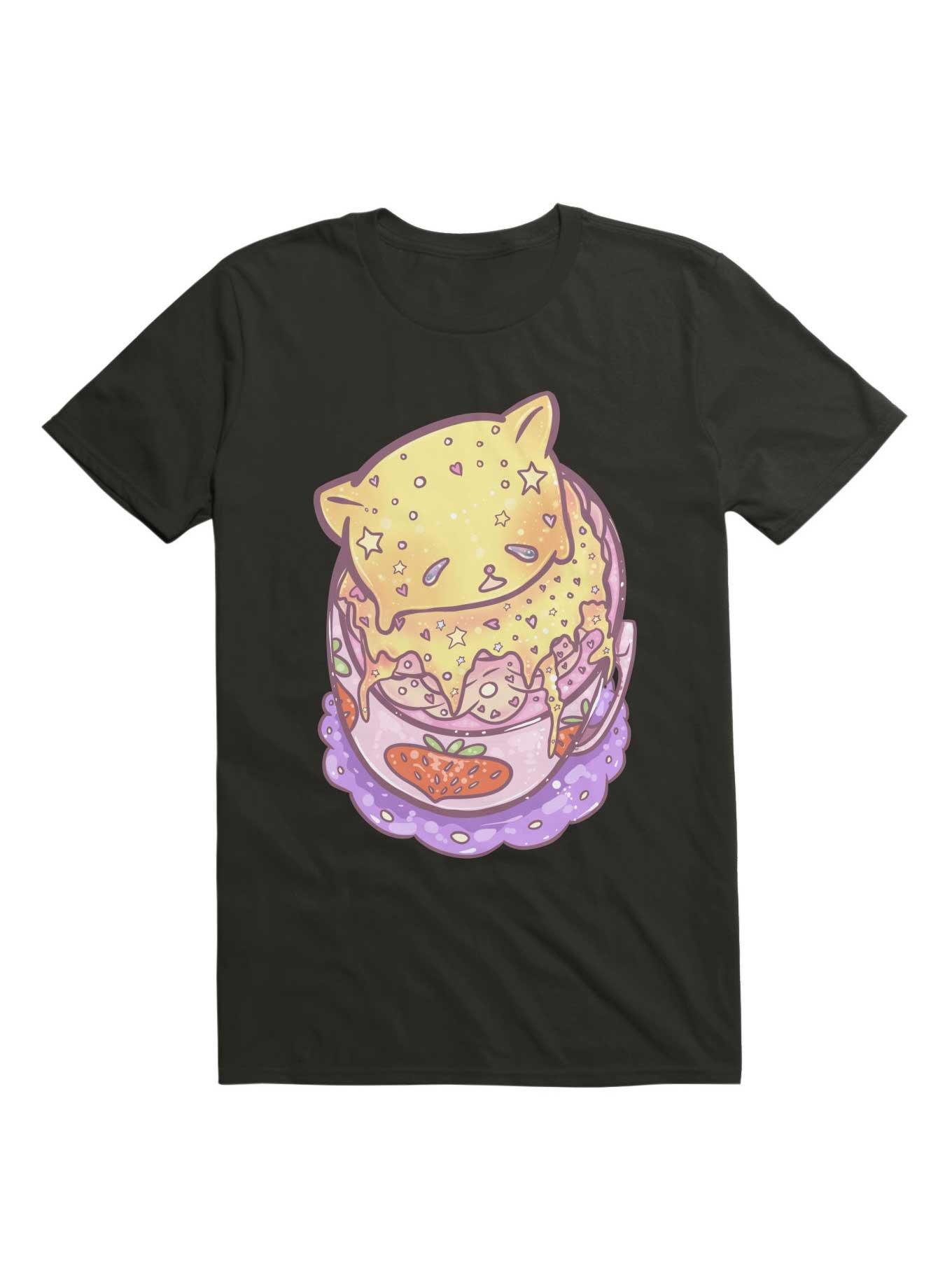Kawaii Custard Cat On Top Of Strawberry Milk T-Shirt