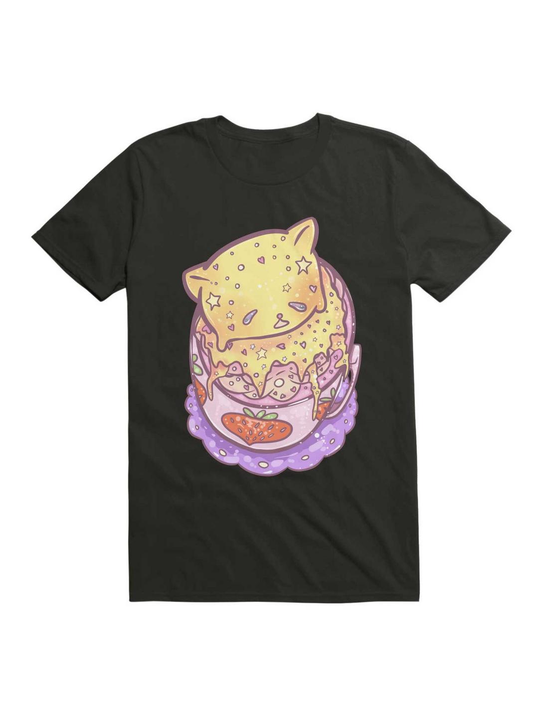 Kawaii Custard Cat On Top Of Strawberry Milk T-Shirt, , hi-res