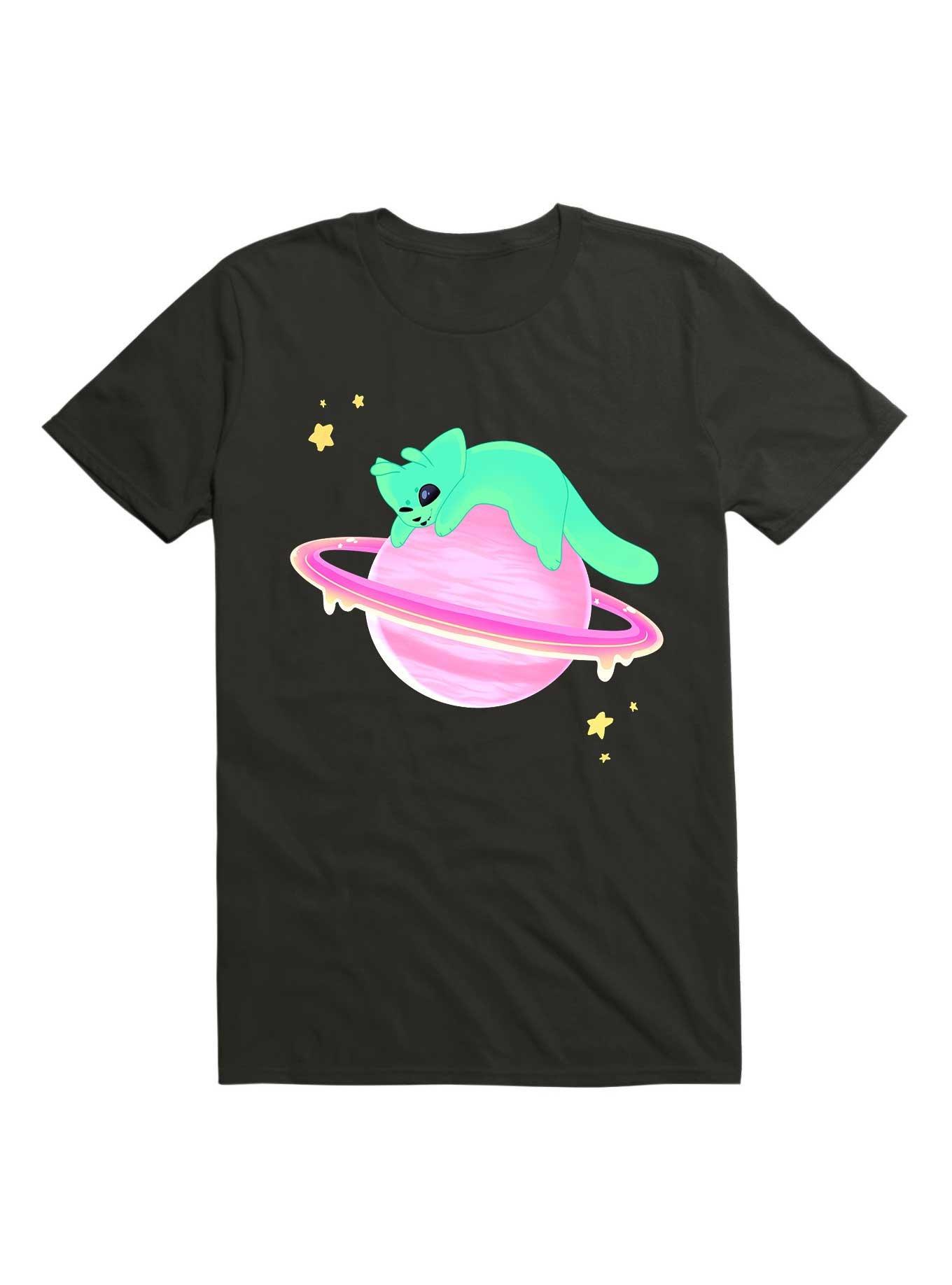Kawaii Cat Alien On A Planet T-Shirt, , hi-res