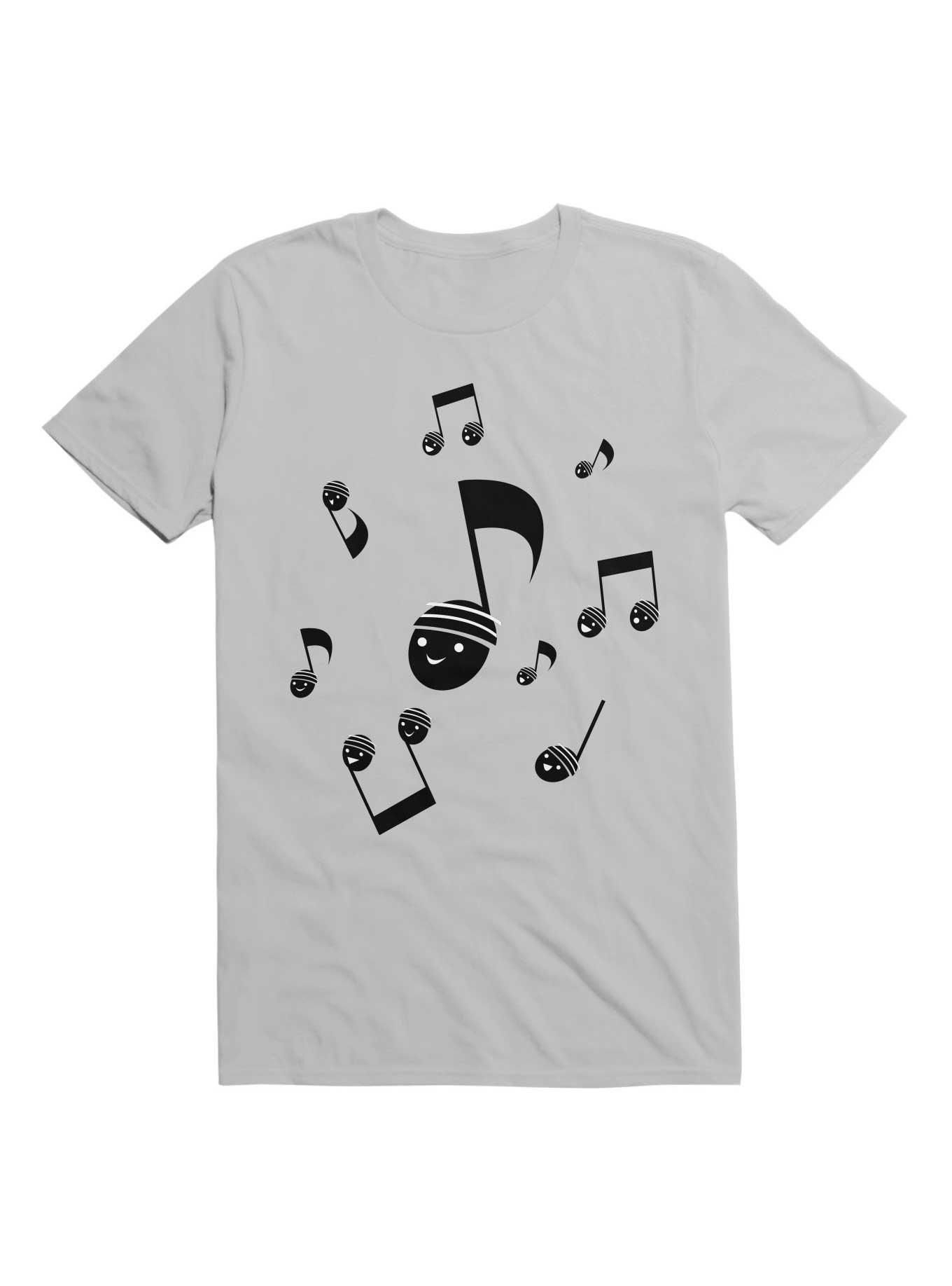 Kawaii Music Notes With Faces T-Shirt, , hi-res