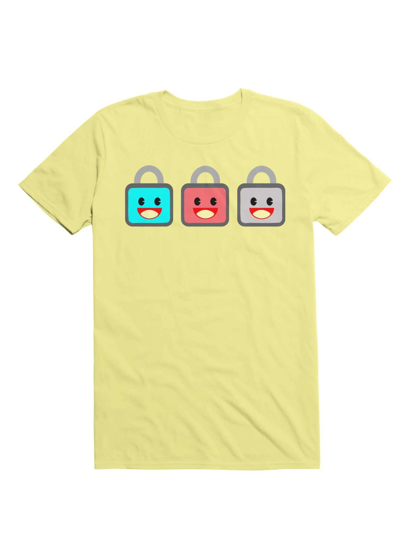 Kawaii The 3 Kawaii Wise Cute Lock Icons T-Shirt, , hi-res