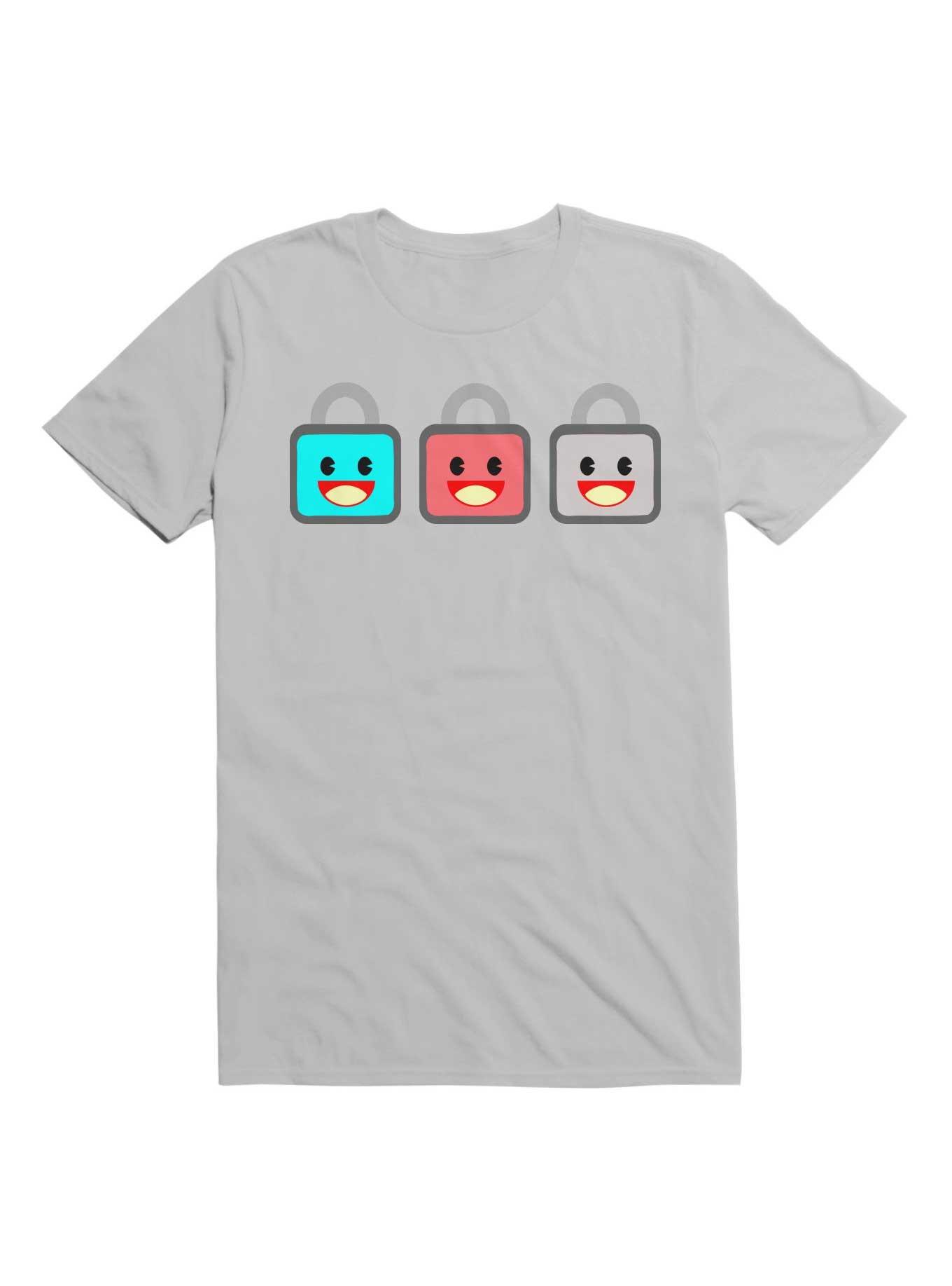 Kawaii The 3 Kawaii Wise Cute Lock Icons T-Shirt, , hi-res