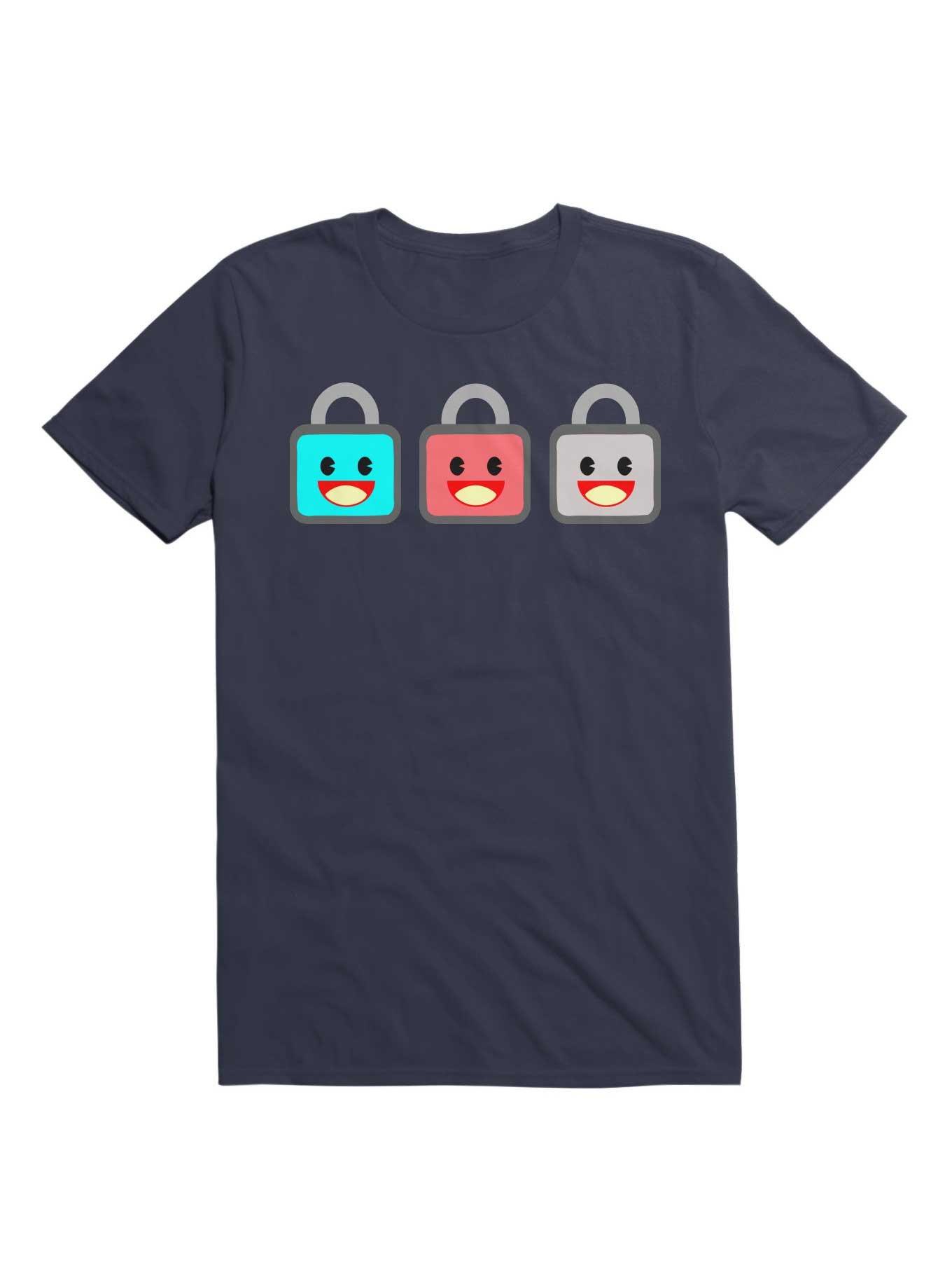 Kawaii The 3 Kawaii Wise Cute Lock Icons T-Shirt, , hi-res