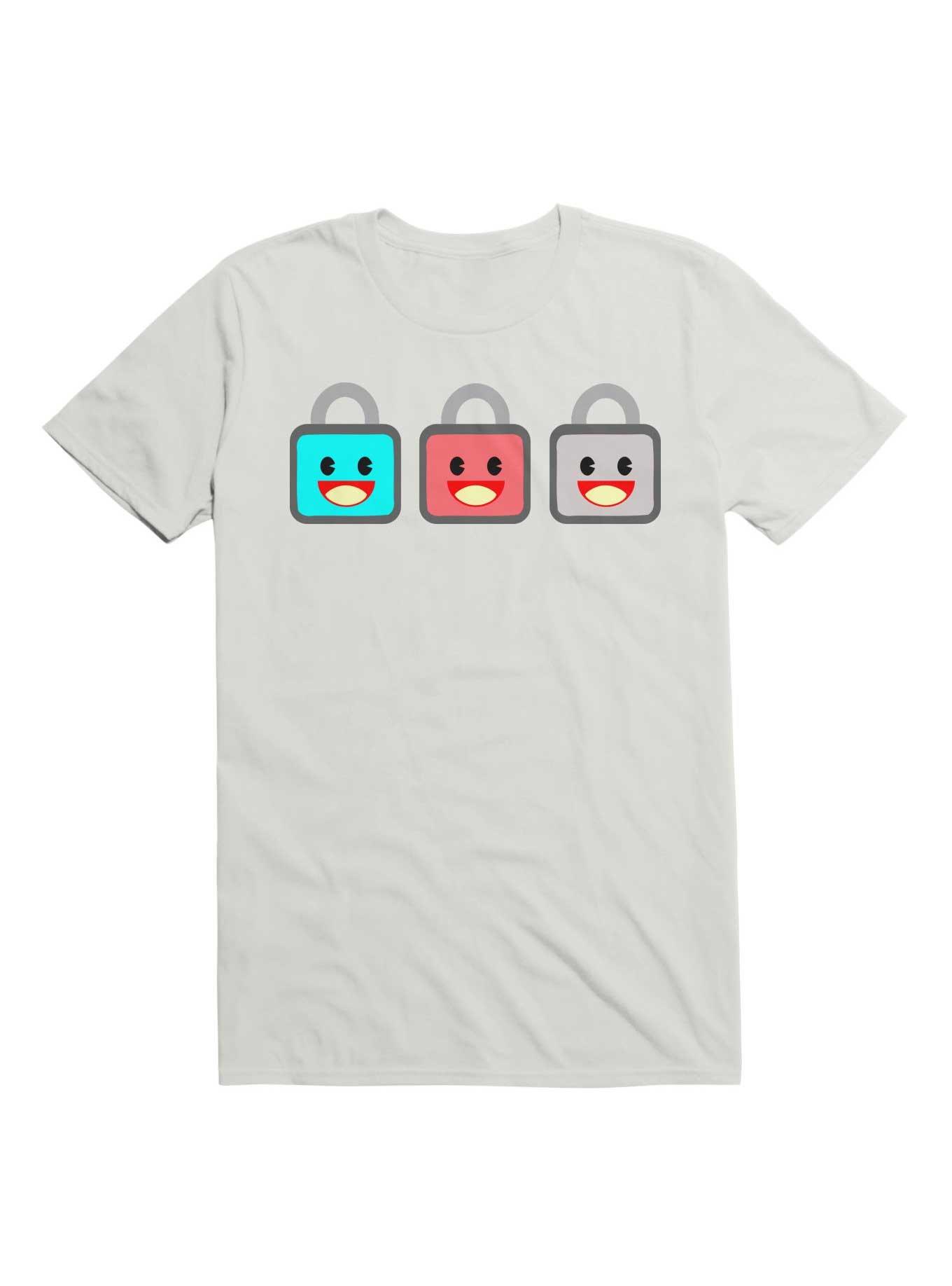 Kawaii The 3 Kawaii Wise Cute Lock Icons T-Shirt, , hi-res