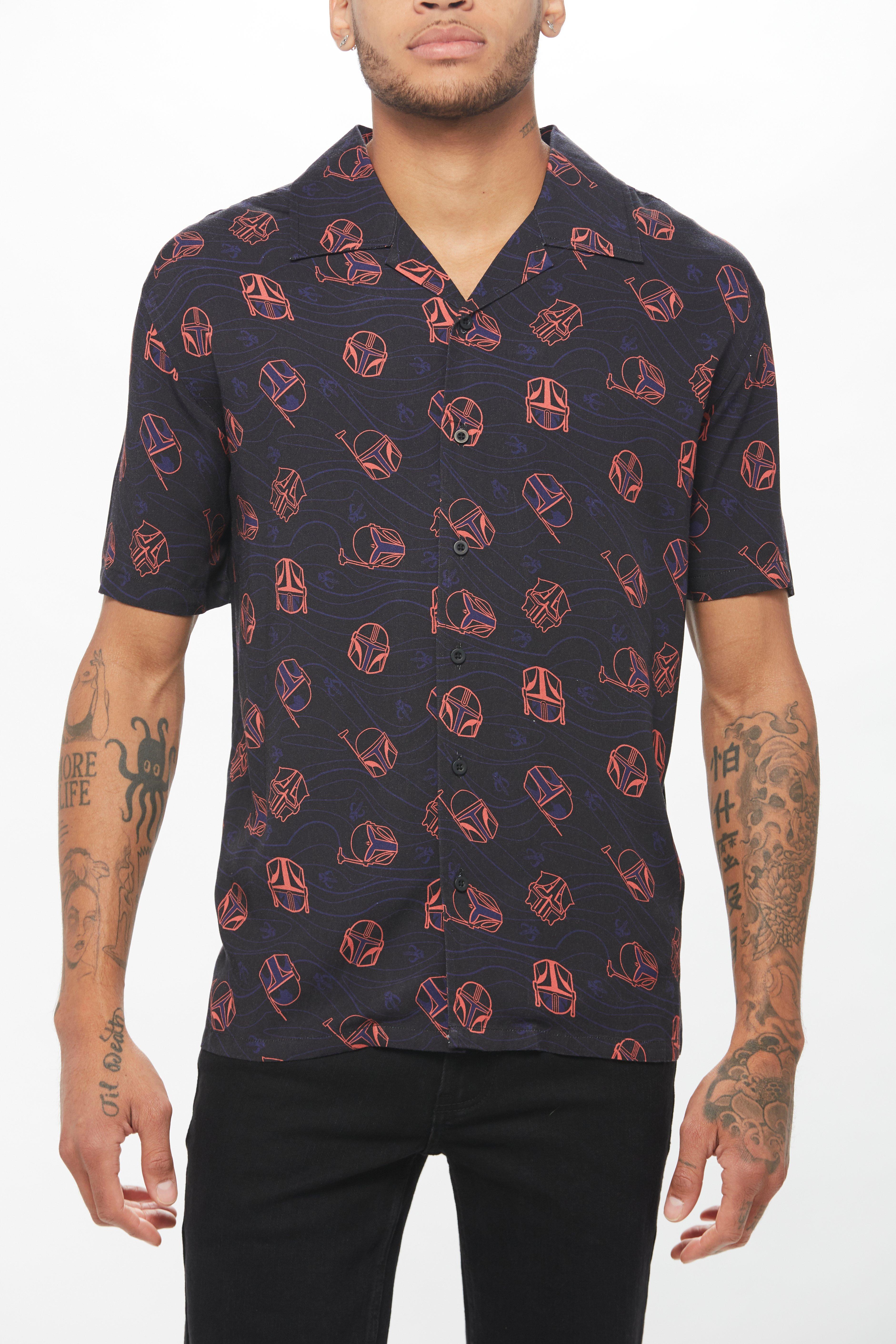 Our Universe Star Wars The Mandalorian Helmets Woven Button-Up, , hi-res