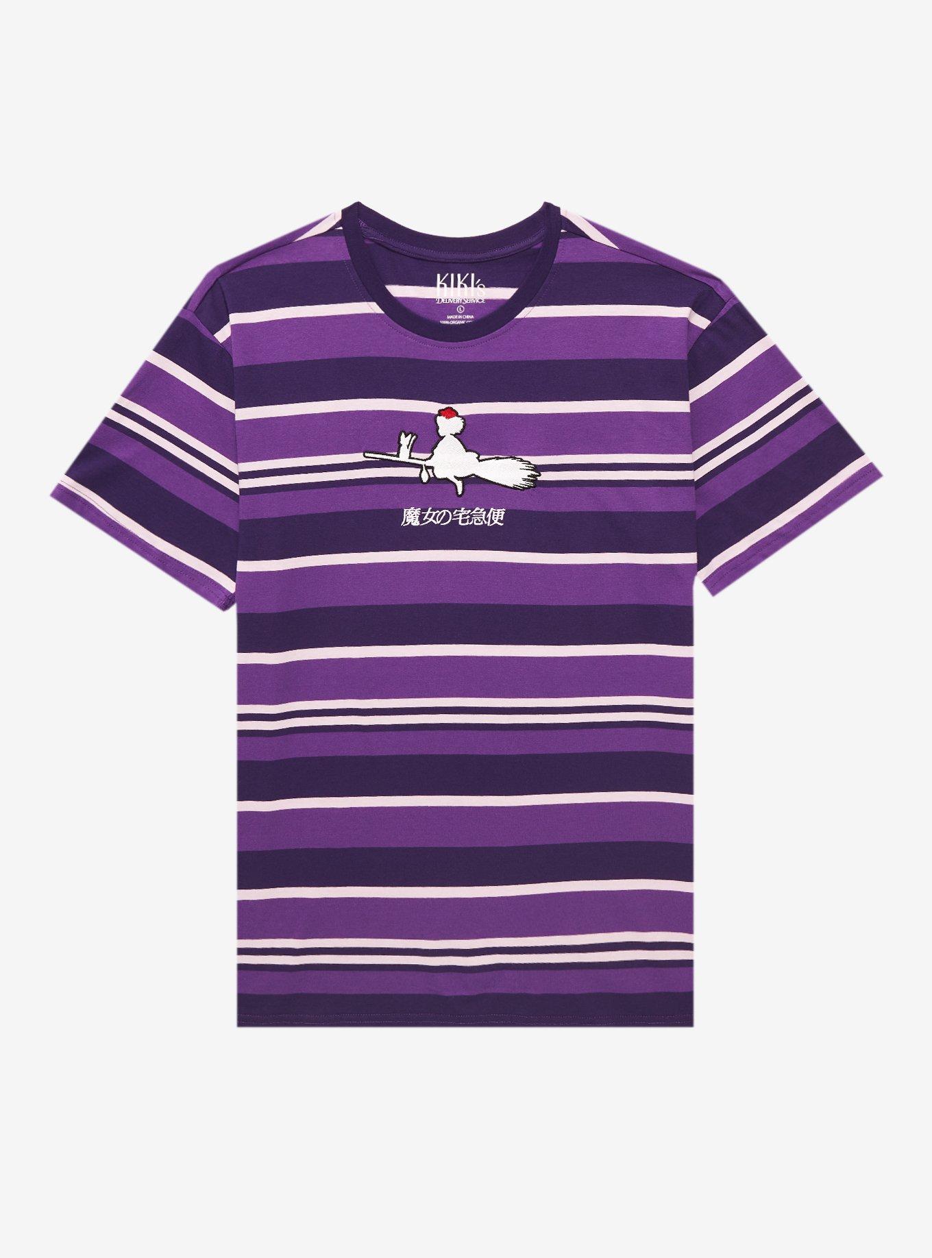 Studio Ghibli Kiki's Delivery Service Silhouette Embroidered Striped T-Shirt - BoxLunch Exclusive, MULTI STRIPE, hi-res