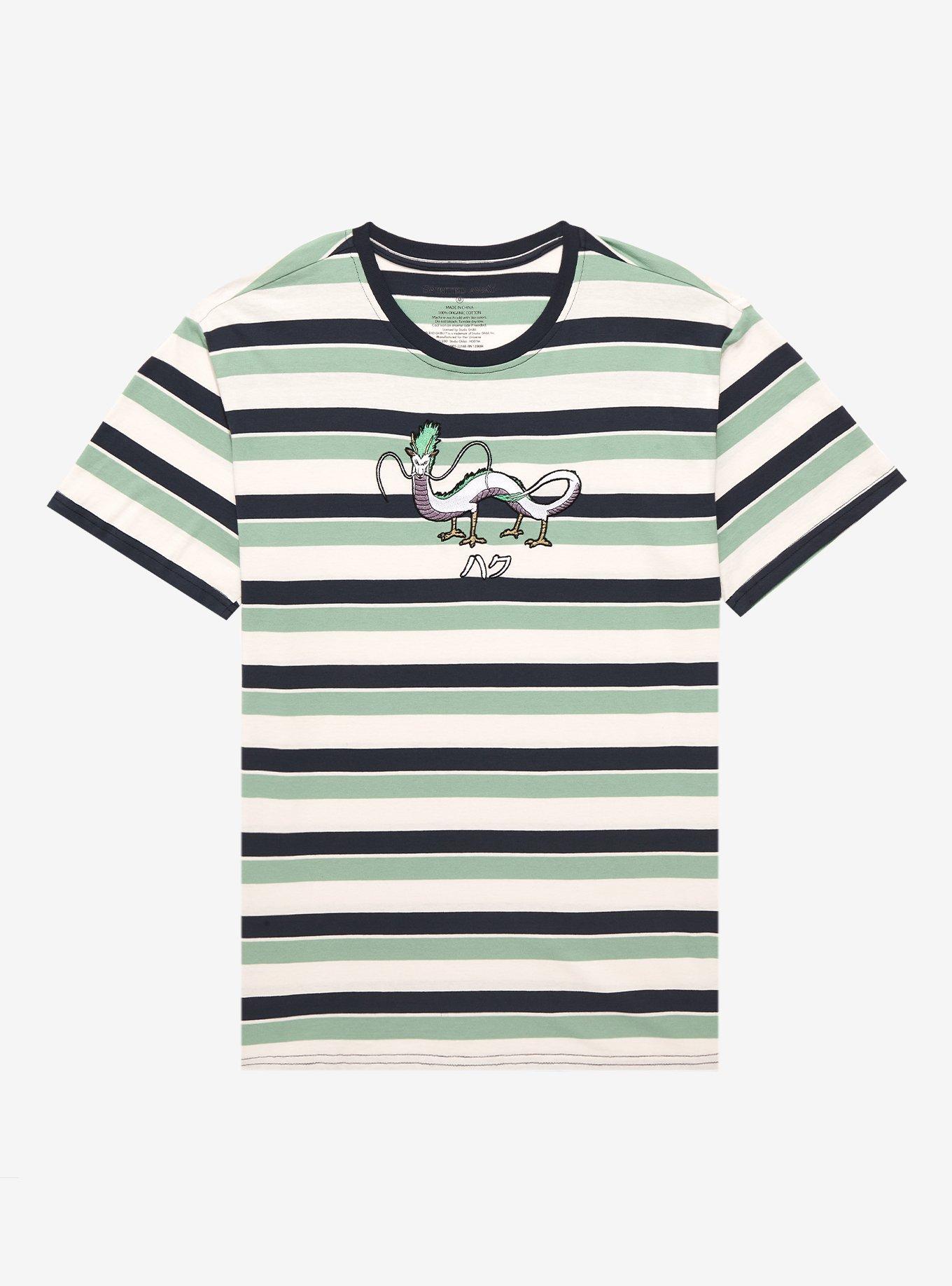 Studio Ghibli Spirited Away Haku Dragon Embroidered Striped T