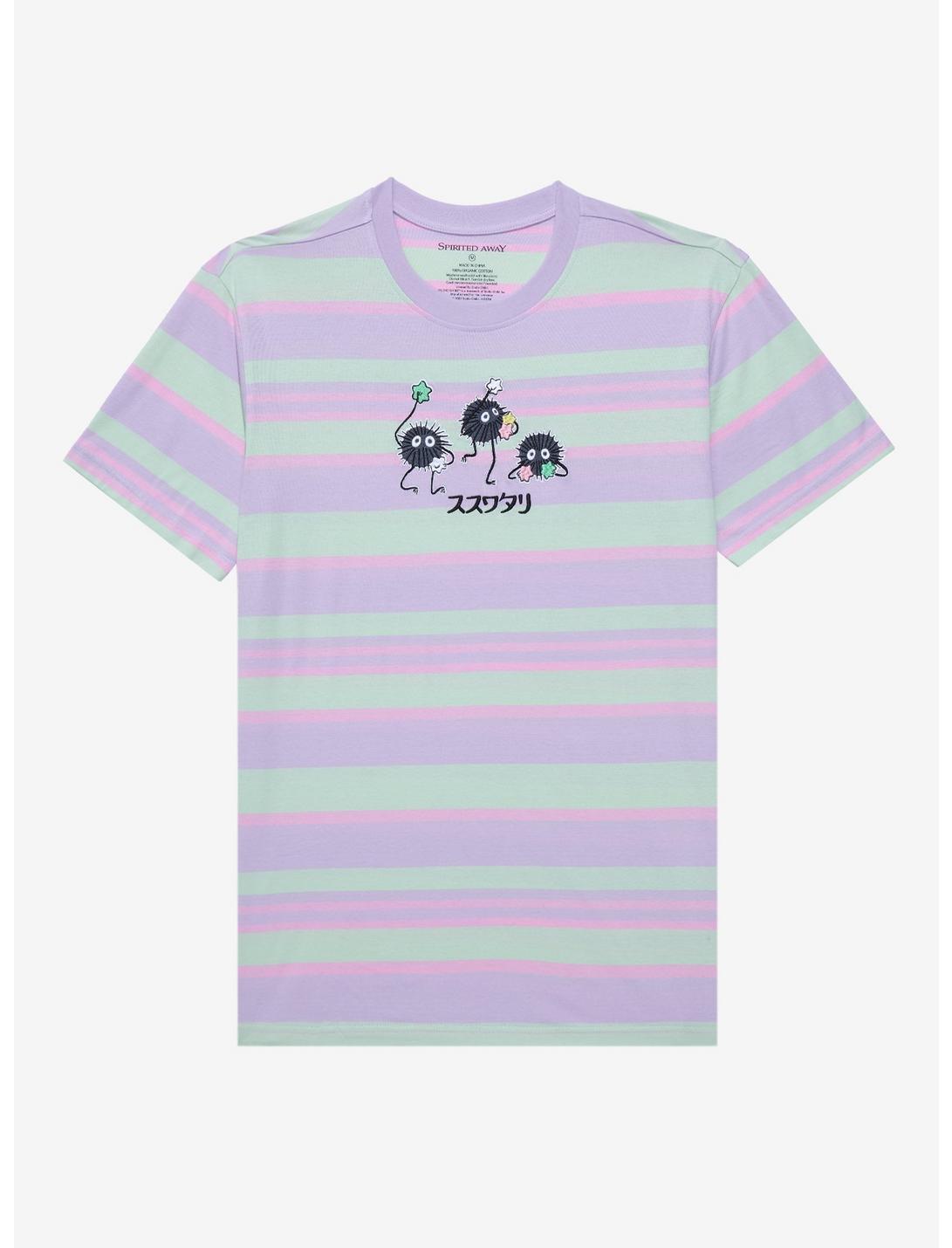 Studio Ghibli Spirited Away Soot Sprites Embroidered Striped T-Shirt - BoxLunch Exclusive, MULTI STRIPE, hi-res