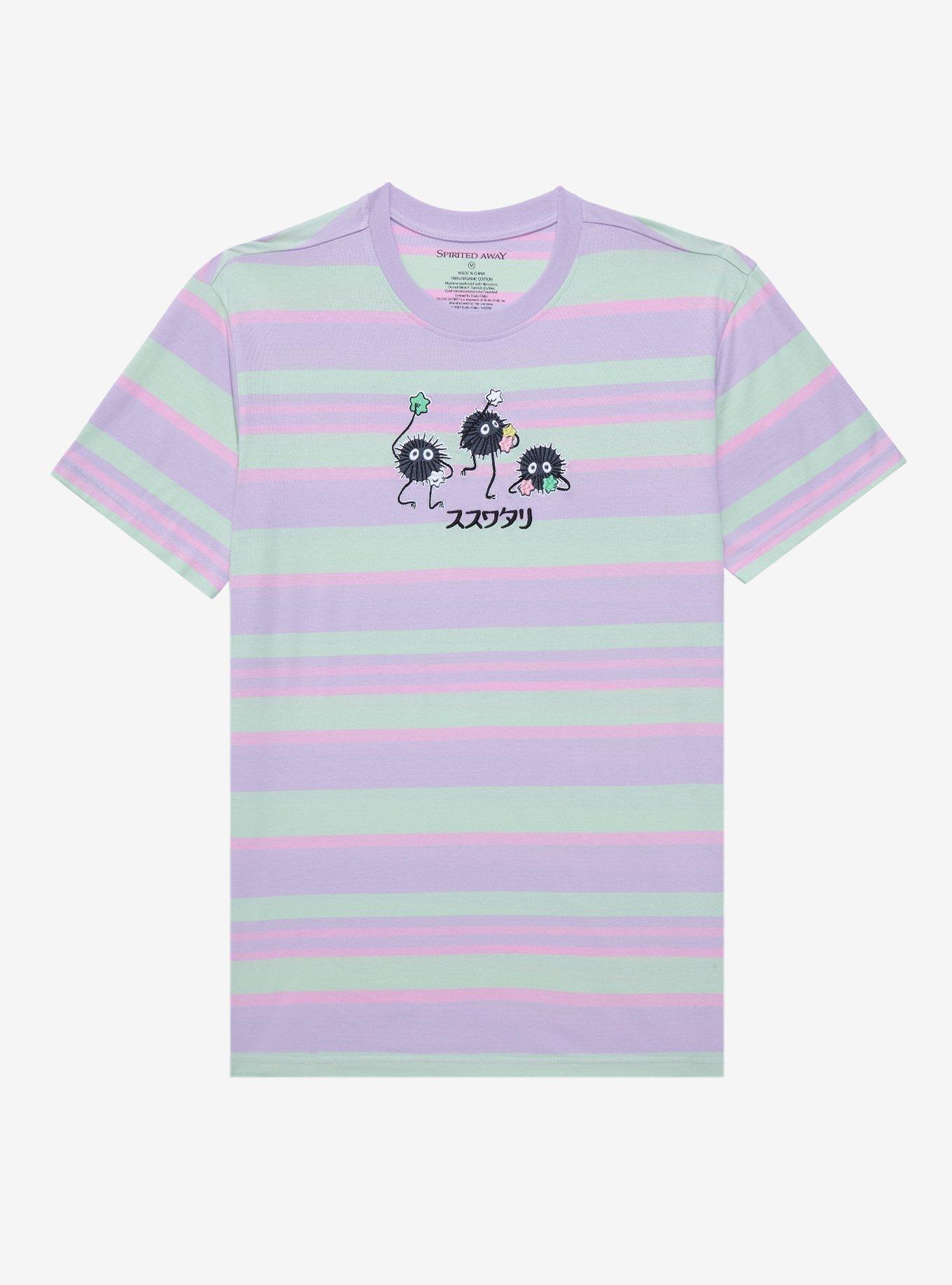 Studio Ghibli Spirited Away Soot Sprites Embroidered Striped T-Shirt - BoxLunch Exclusive, MULTI STRIPE, hi-res