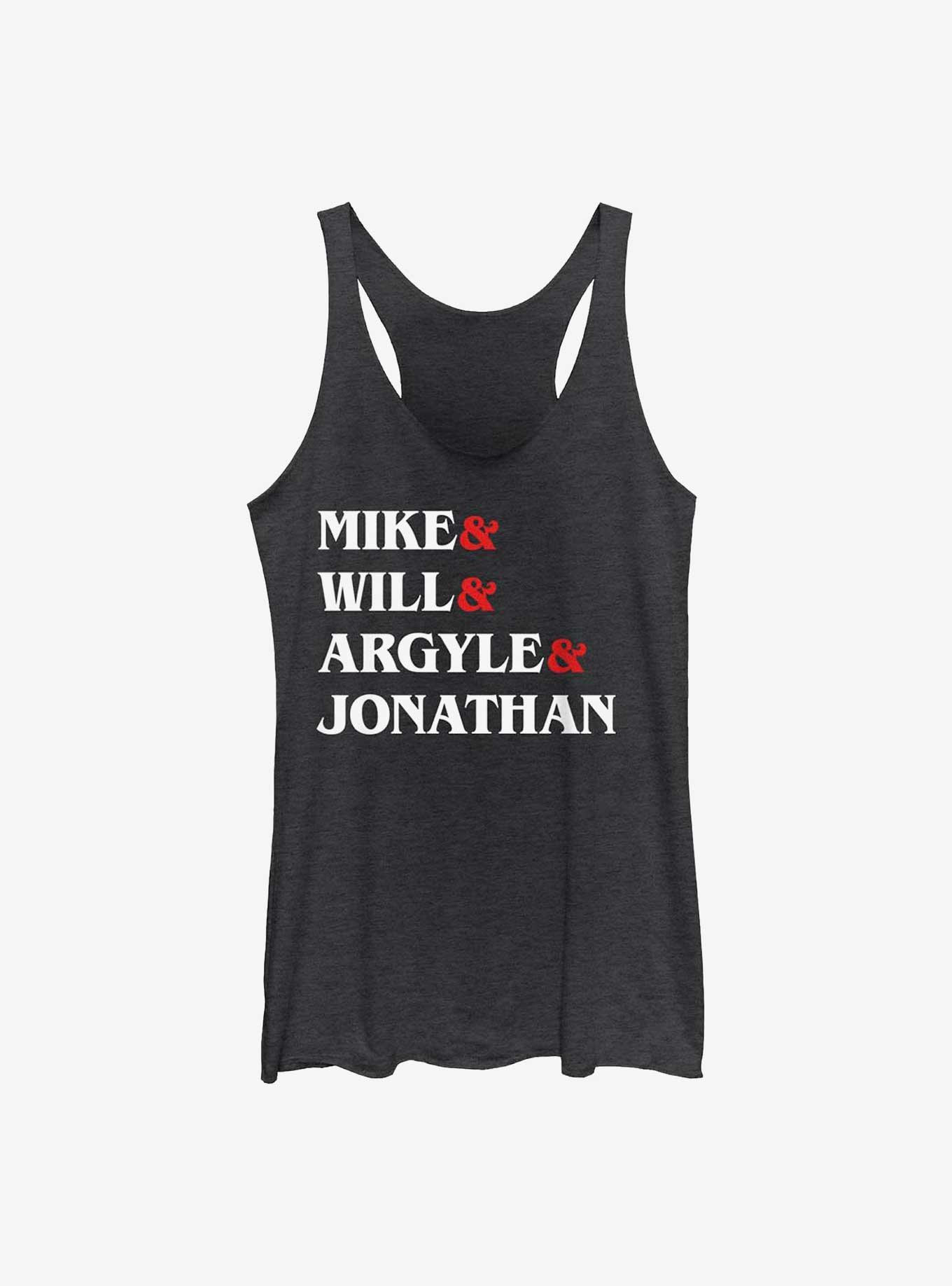 Stranger Things Mike Will Argyle Jonathan Stack Womens Tank Top, BLK HTR, hi-res view 1