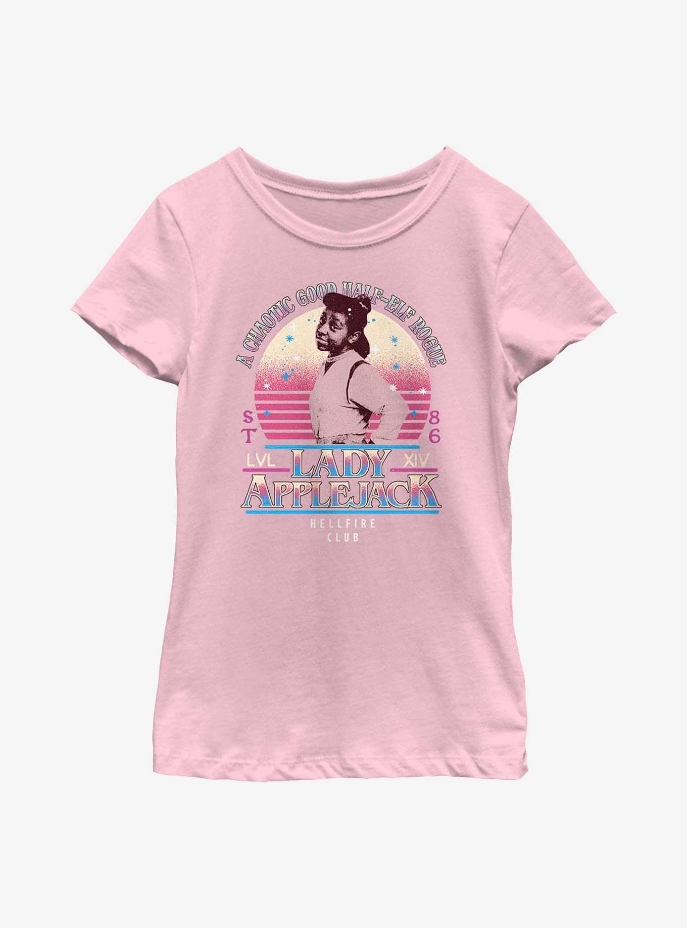 Stranger Things Lady Applejack Hellfire Club Youth Girls T-Shirt, PINK, hi-res