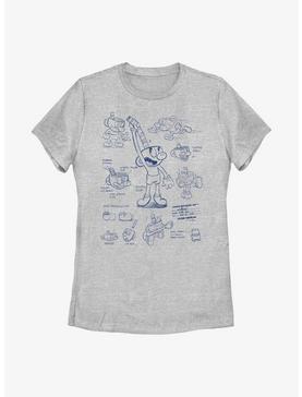 Cuphead: The Delicious Last Course Sketch Sheet Mugman Womens T-Shirt, , hi-res