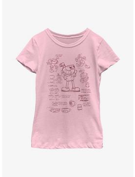 Cuphead: The Delicious Last Course Sketch Sheet Cuphead Youth Girls T-Shirt, , hi-res