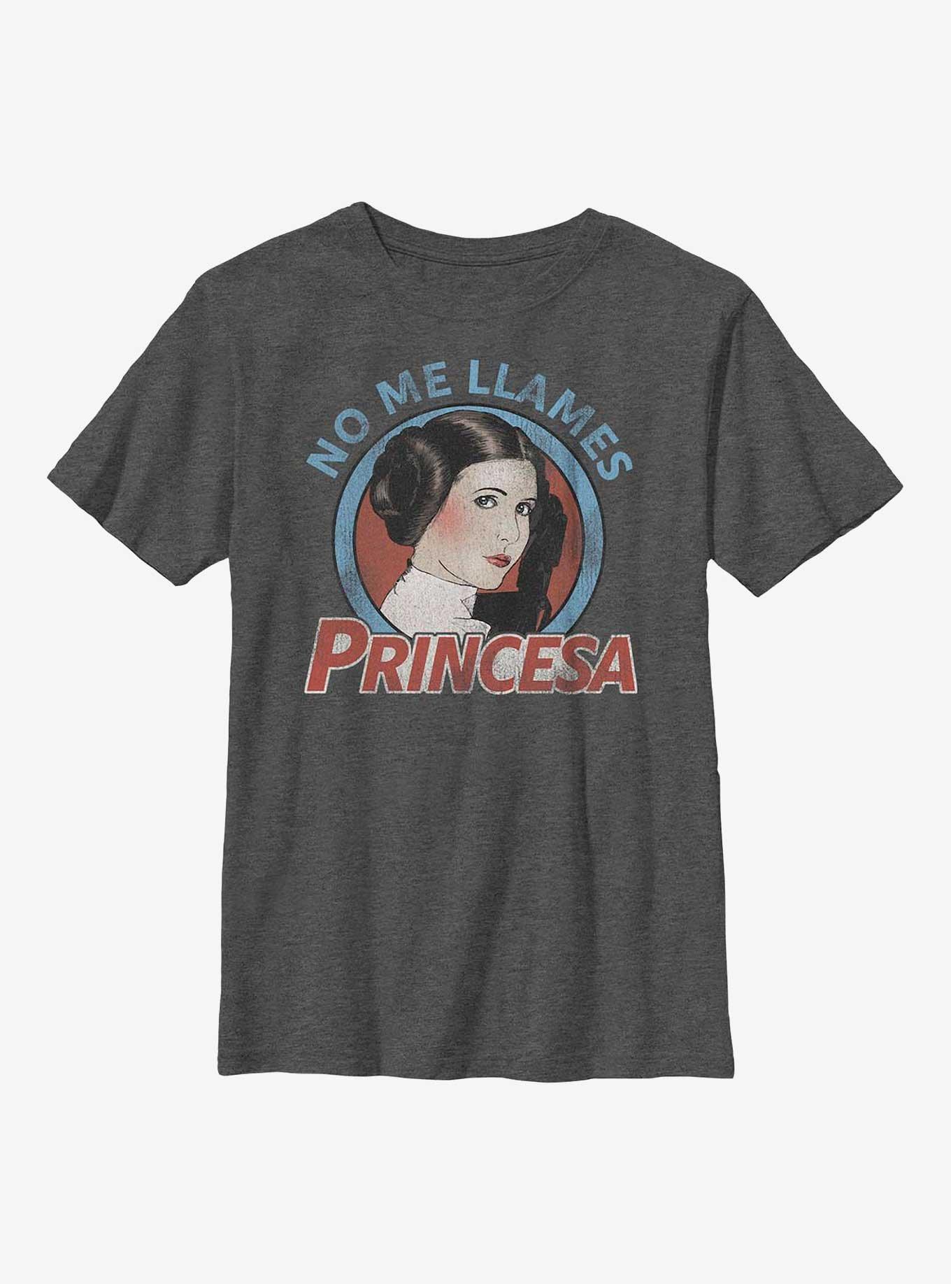 Star Wars No Me Llames Princesa Leia Youth T-Shirt, CHAR HTR, hi-res