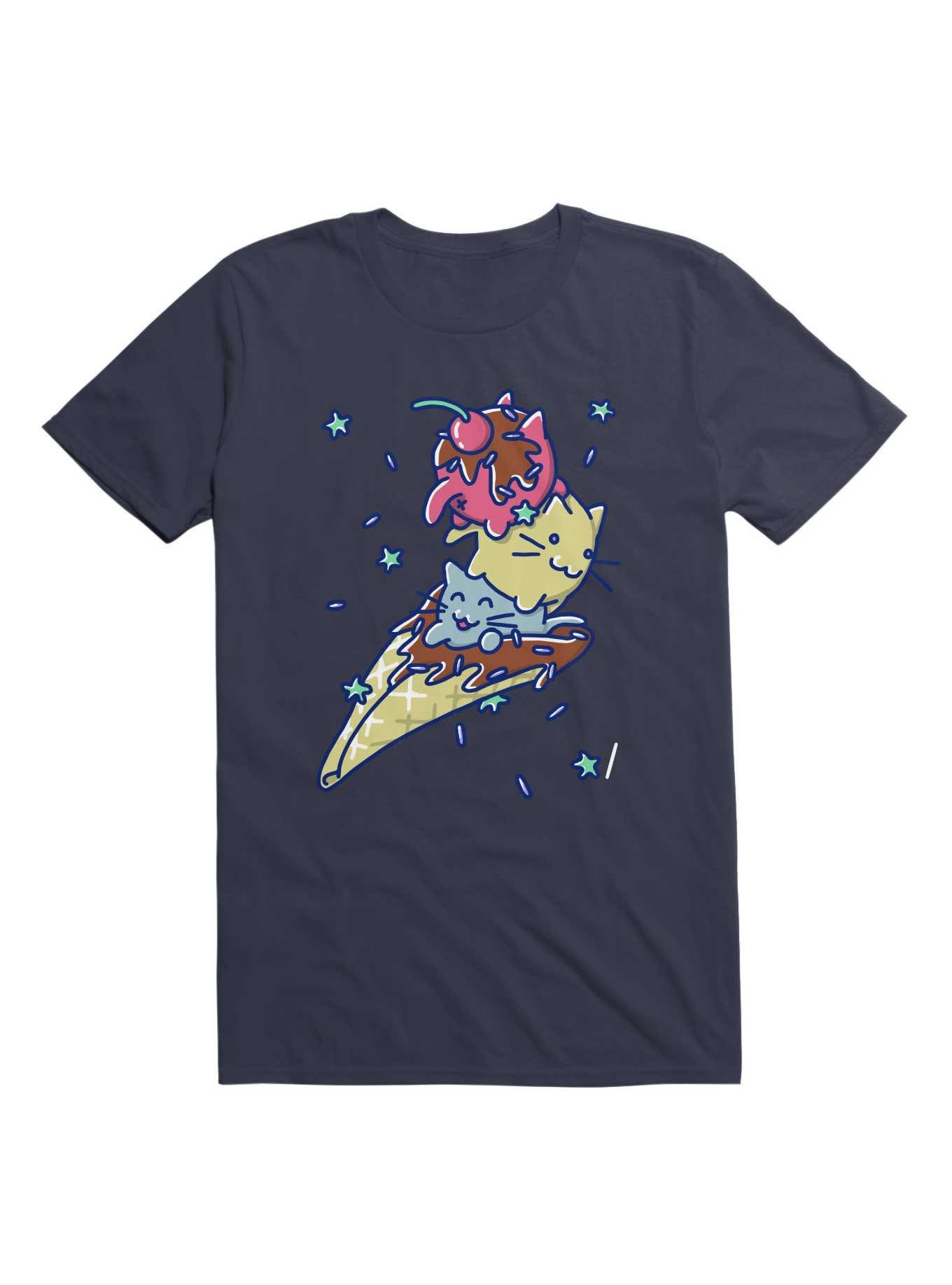 Kawaii Kitty Cone T-Shirt, NAVY, hi-res