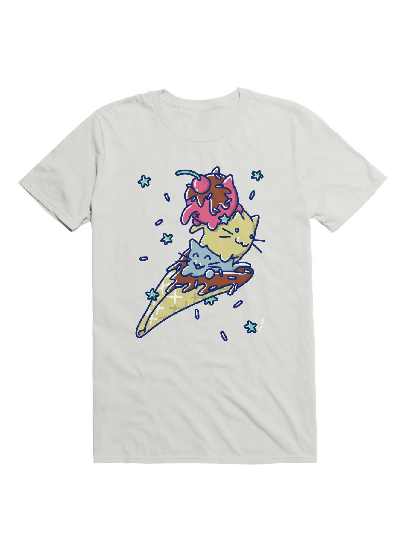 Kawaii Kitty Cone T-Shirt, WHITE, hi-res