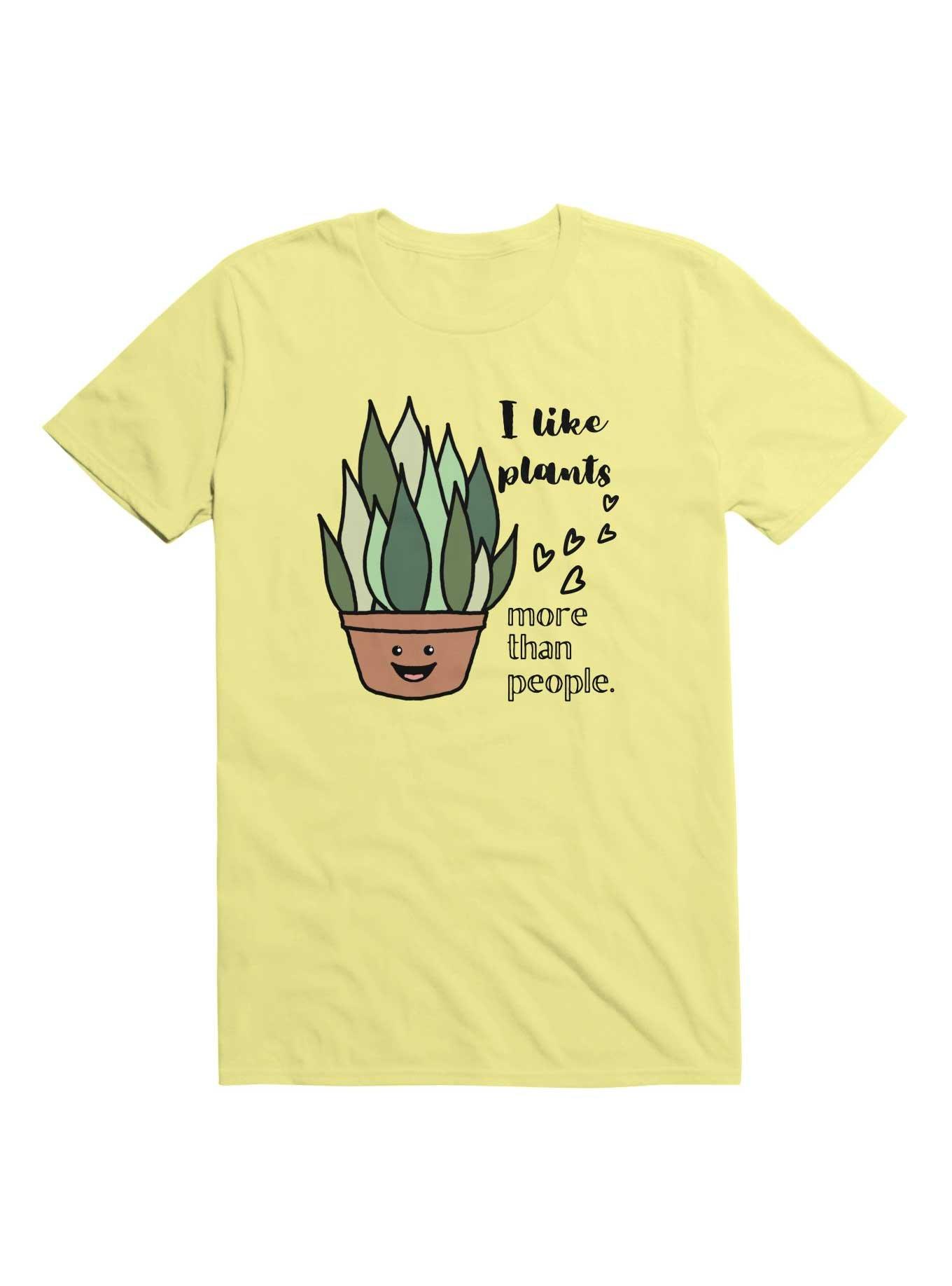 Kawaii I Like Plants More Than People T-Shirt, YELLOW, hi-res