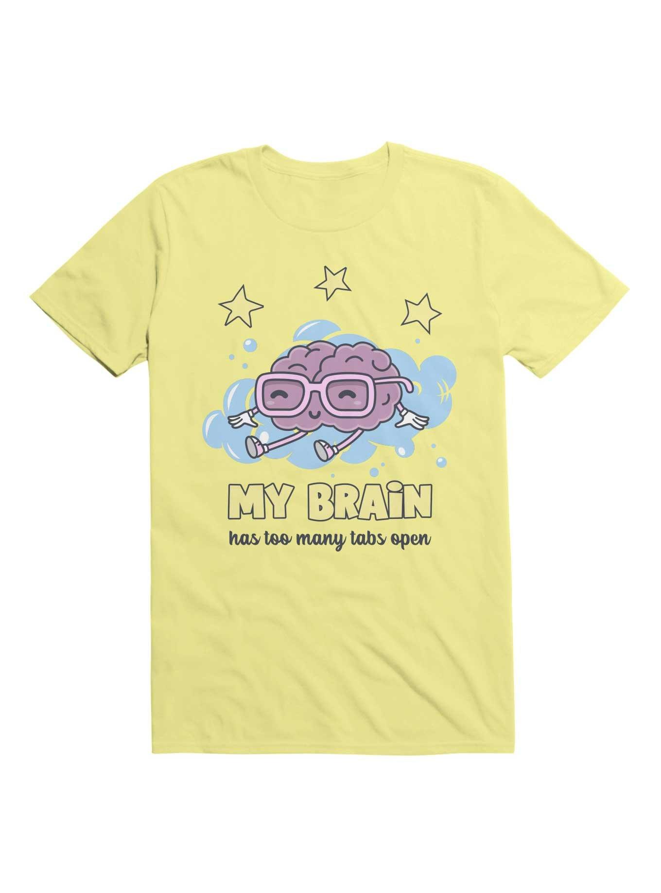 Kawaii My Brain Has Too Many Tabs Open T-Shirt, YELLOW, hi-res