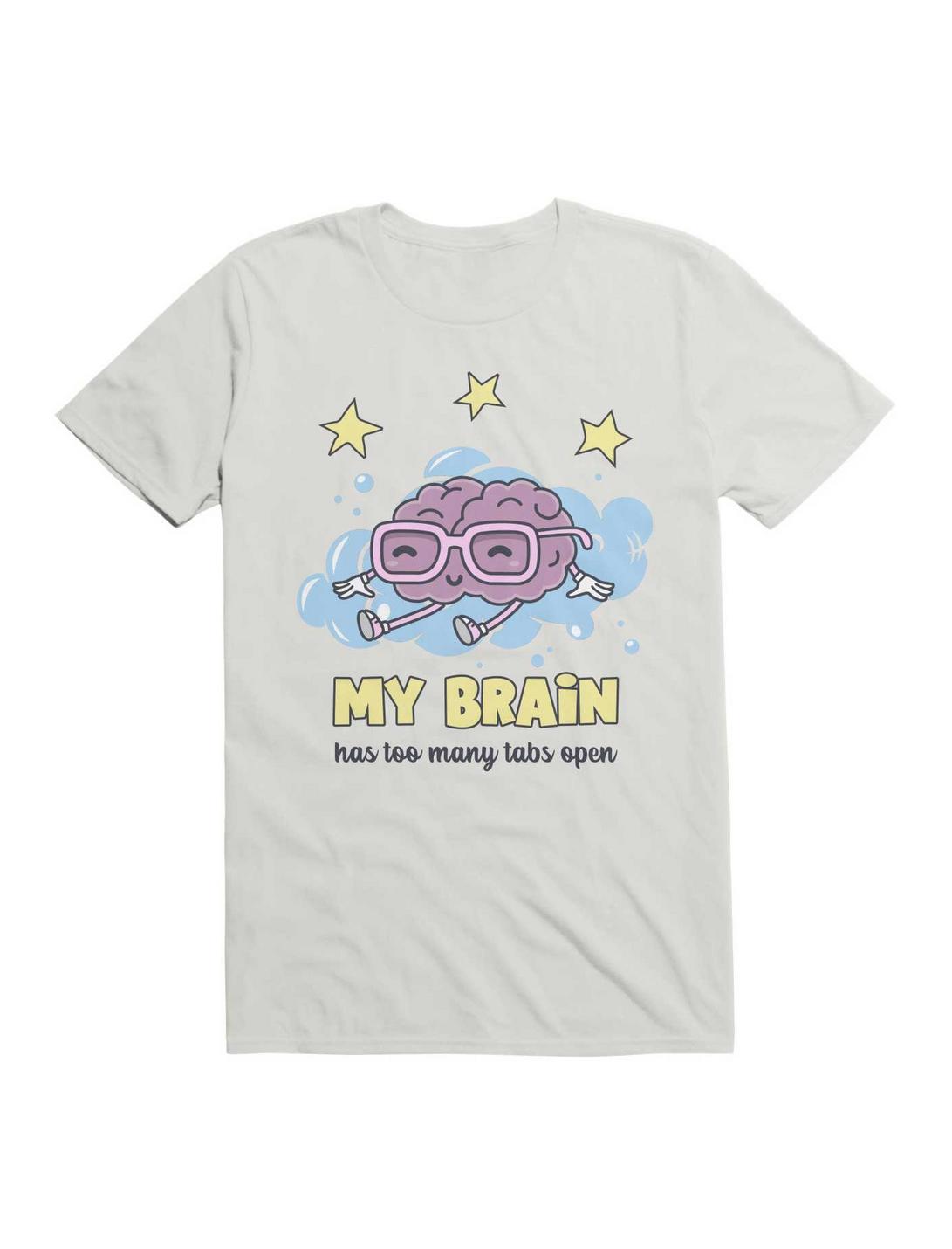 Kawaii My Brain Has Too Many Tabs Open T-Shirt, WHITE, hi-res