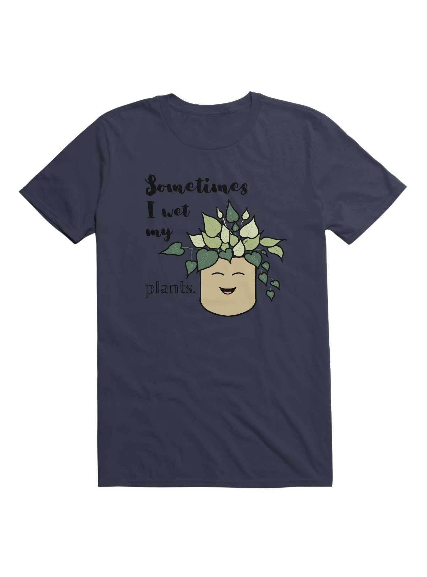 Kawaii Sometimes I Wet My Plants T-Shirt, NAVY, hi-res