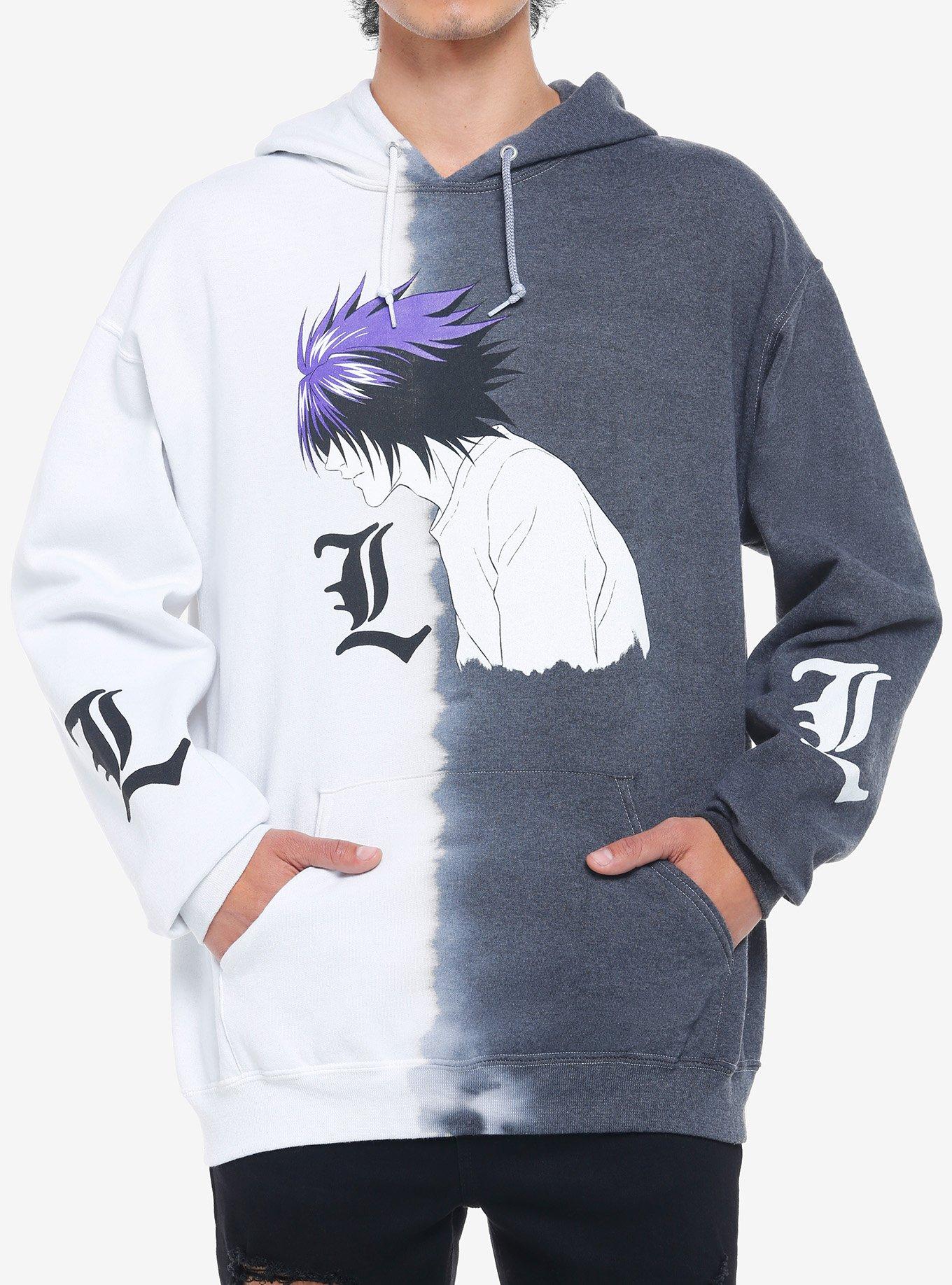 Death Note L Profile Split Wash Hoodie