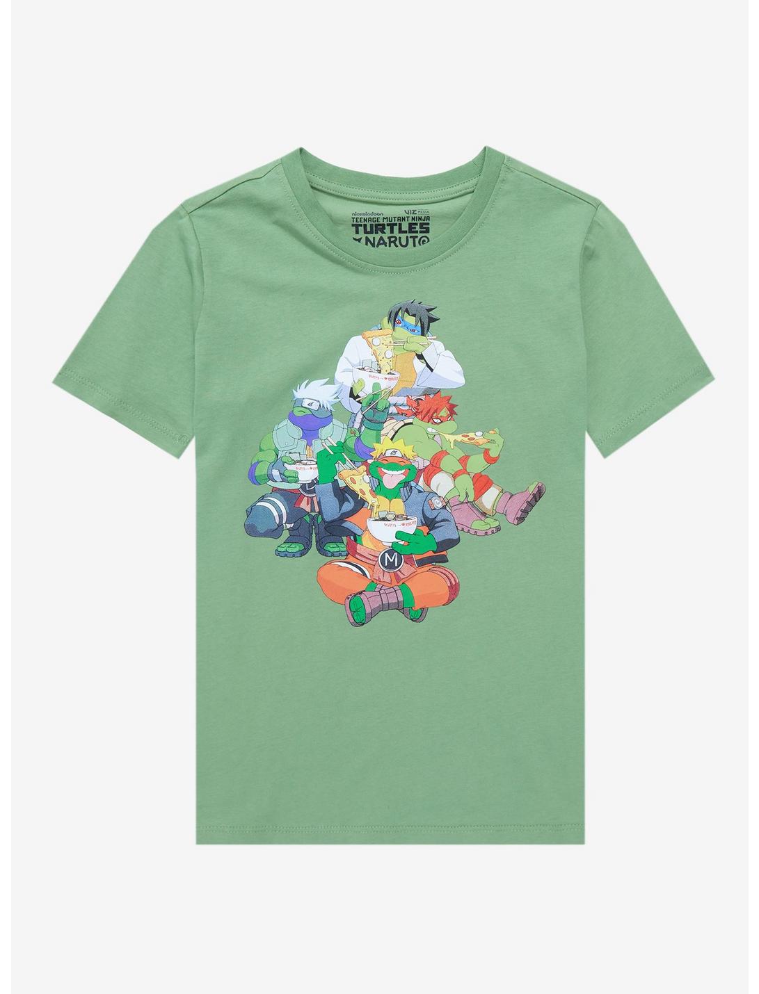 Teenage Mutant Ninja Turtles x Naruto Group Shot Youth T-Shirt - BoxLunch Exclusive, FOREST GREEN, hi-res