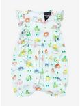 Sanrio Fruits Hello Kitty & Friends Allover Print Infant Romper - BoxLunch Exclusive , LIGHT GREEN, hi-res
