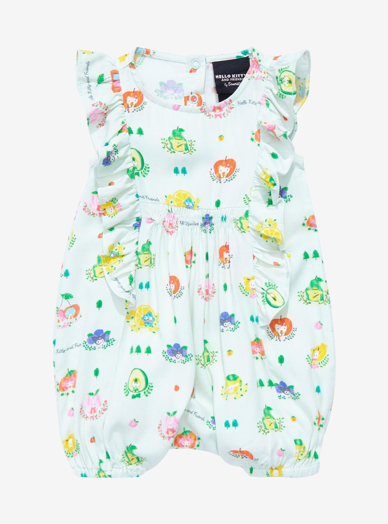 Sanrio Fruits Hello Kitty & Friends Allover Print Infant Romper - BoxLunch Exclusive , LIGHT GREEN, hi-res