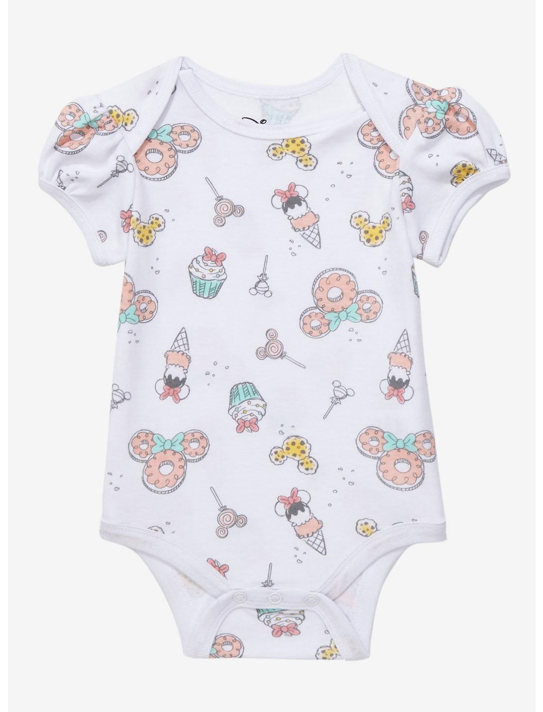 Disney Minnie Mouse Food Allover Print Infant One-Piece - BoxLunch Exclusive , BEIGE, hi-res