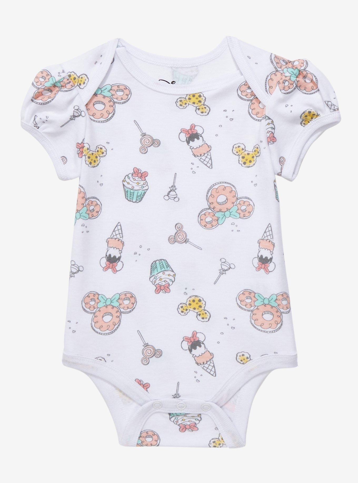 Disney Minnie Mouse Food Allover Print Infant One-Piece - BoxLunch Exclusive , BEIGE, hi-res
