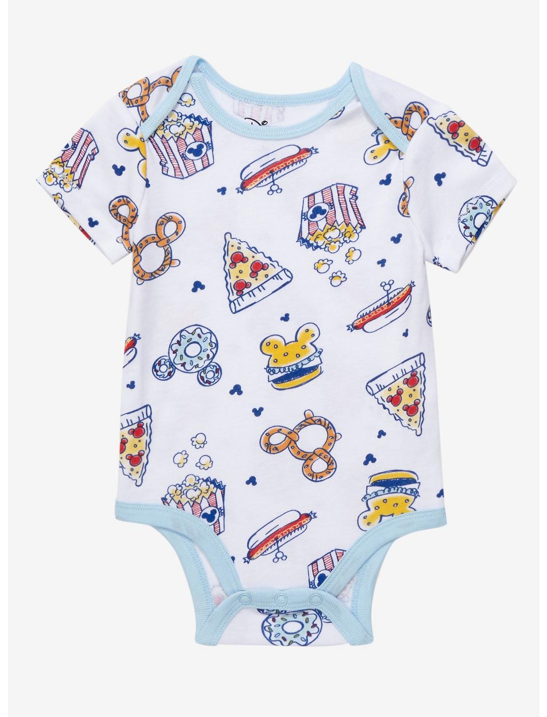Disney Mickey Mouse Food Allover Print Infant One-Piece - BoxLunch Exclusive , BEIGE, hi-res