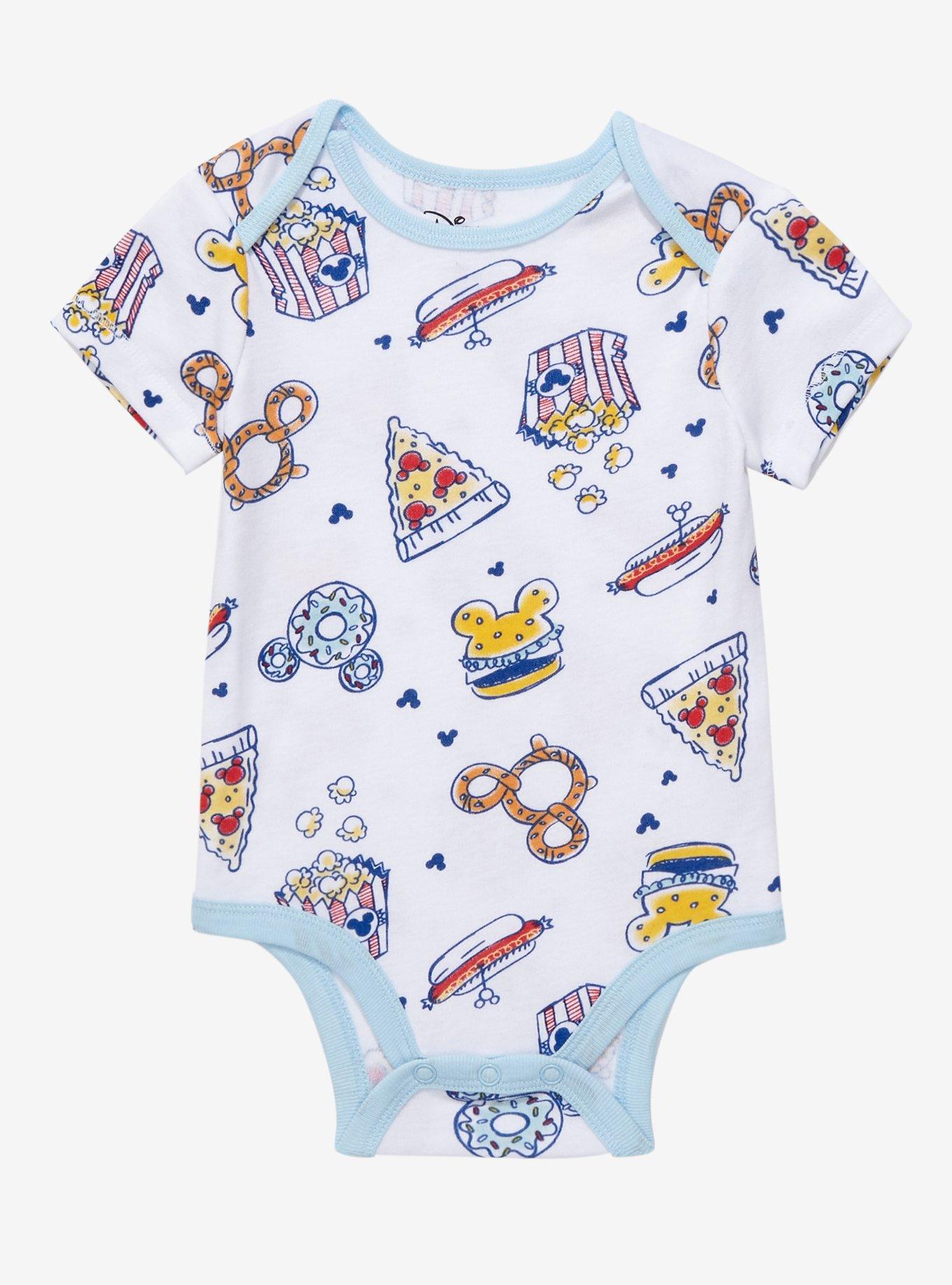 Disney Mickey Mouse Food Allover Print Infant One-Piece - BoxLunch Exclusive , BEIGE, hi-res