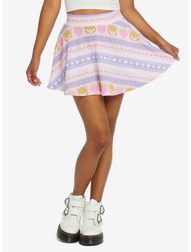 Pink Kawaii Teddy Bear Fair Isle Skater Skirt, , hi-res