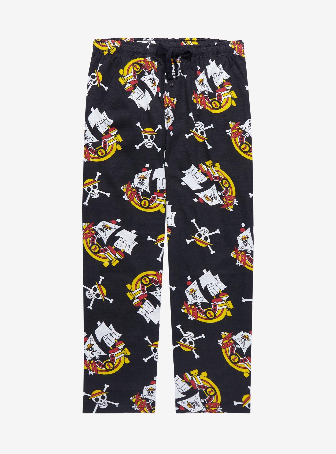 One Piece Thousand Sunny Allover Print Sleep Pants - BoxLunch Exclusive, BLACK, hi-res