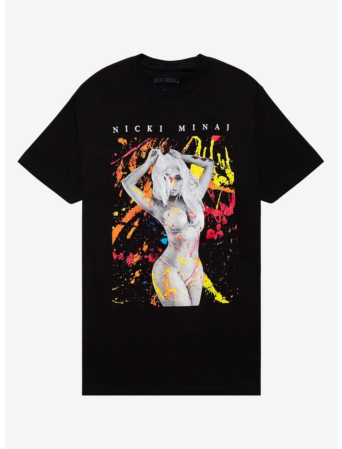 Nicki Minaj Paint Splatter Portrait T-Shirt, BLACK, hi-res