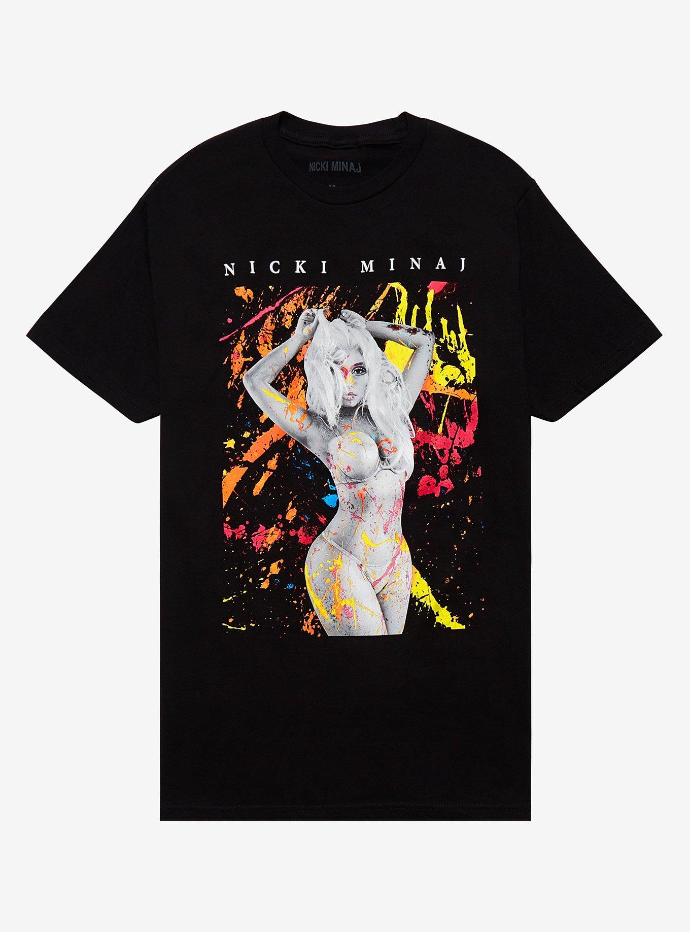 Nicki Minaj Paint Splatter Portrait T-Shirt, BLACK, hi-res