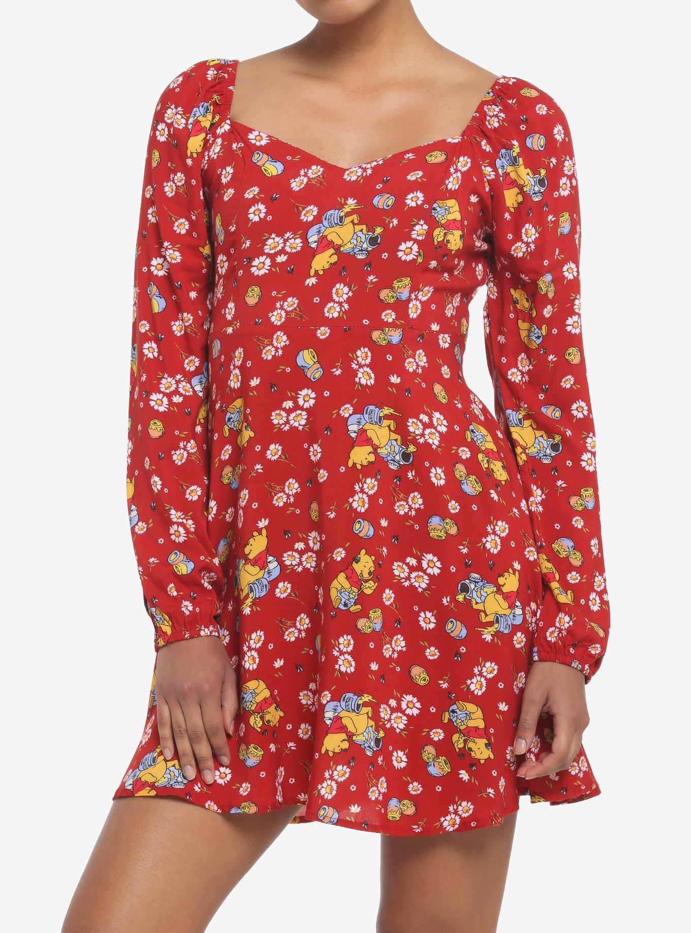 Disney Winnie The Pooh Floral Long-Sleeve Dress, MULTI, hi-res