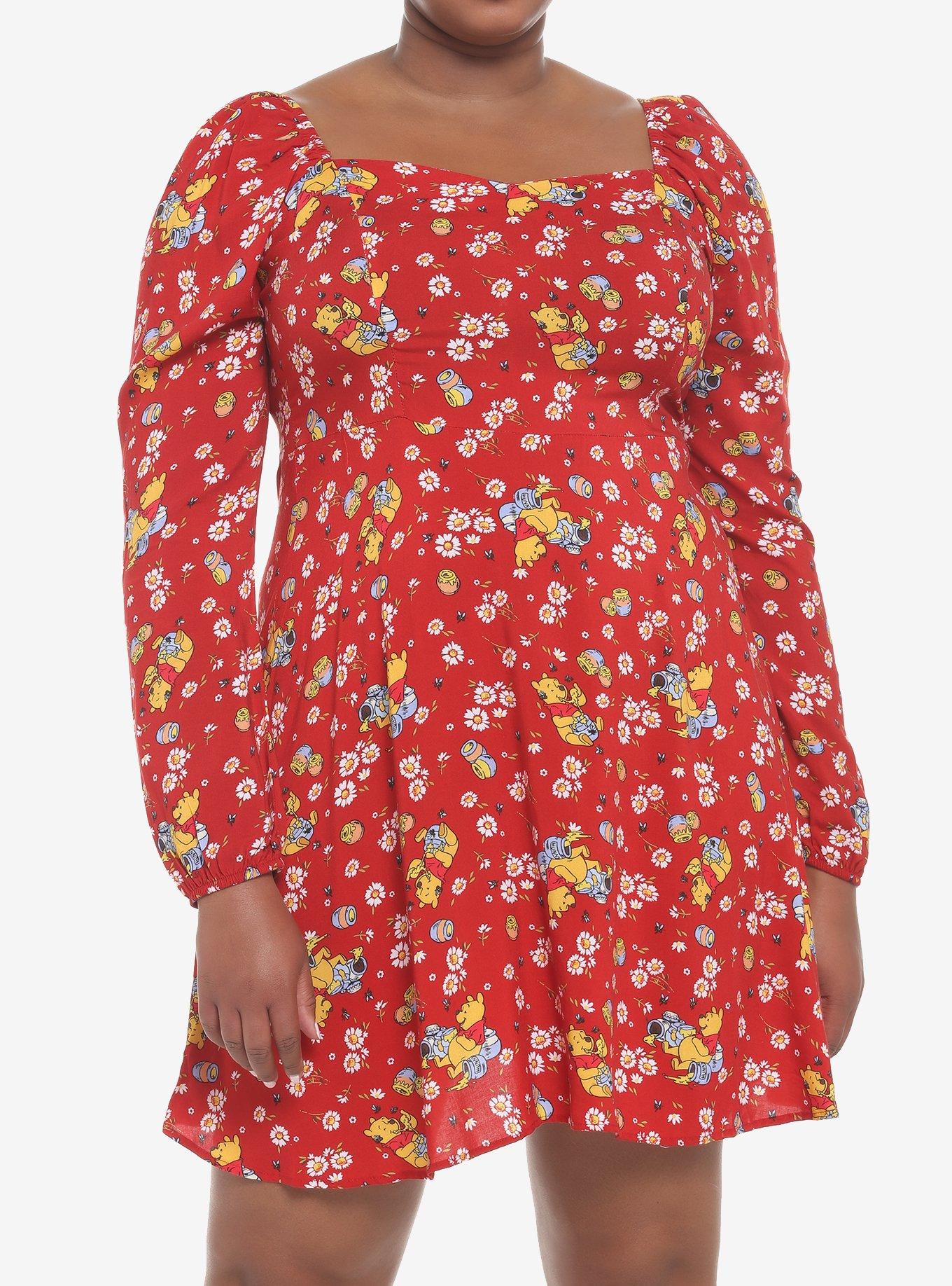 Disney Winnie The Pooh Floral Long-Sleeve Dress Plus Size, MULTI, hi-res