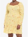 Disney Beauty And The Beast Floral Long-Sleeve Dress Plus Size, MULTI, hi-res